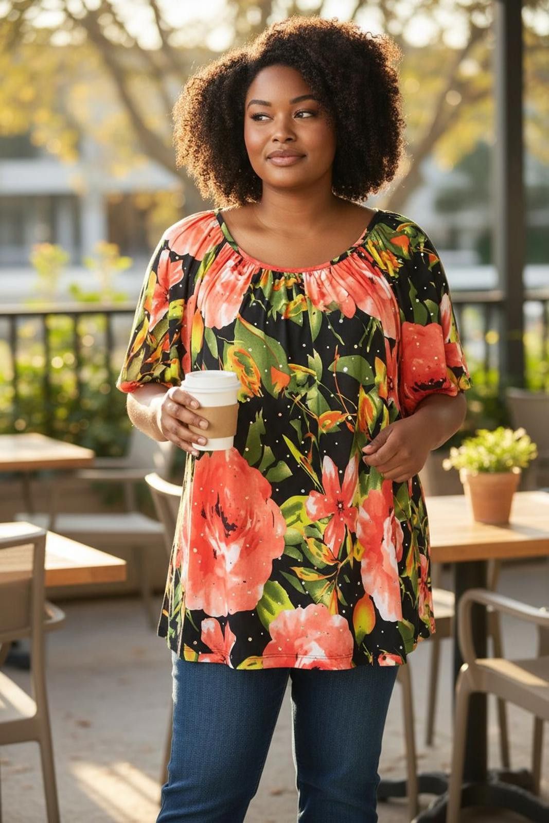 Other C.D. Daniels Floral Print Women's Tunic Top w Short Sleeves Size XXL / US 16-18 / IT 52-54 - 1 Thumbnail