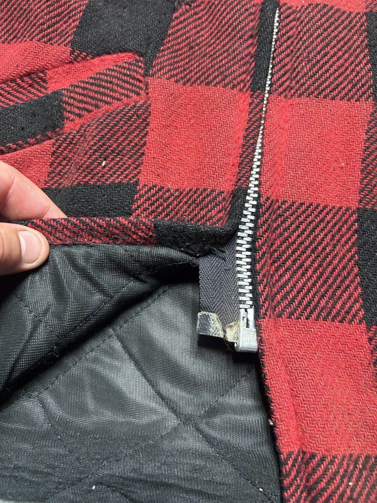 Vintage Vtg wool zip jacket buffalo plaid Weatherguard quilted large Size US L / EU 52-54 / 3 - 9 Thumbnail