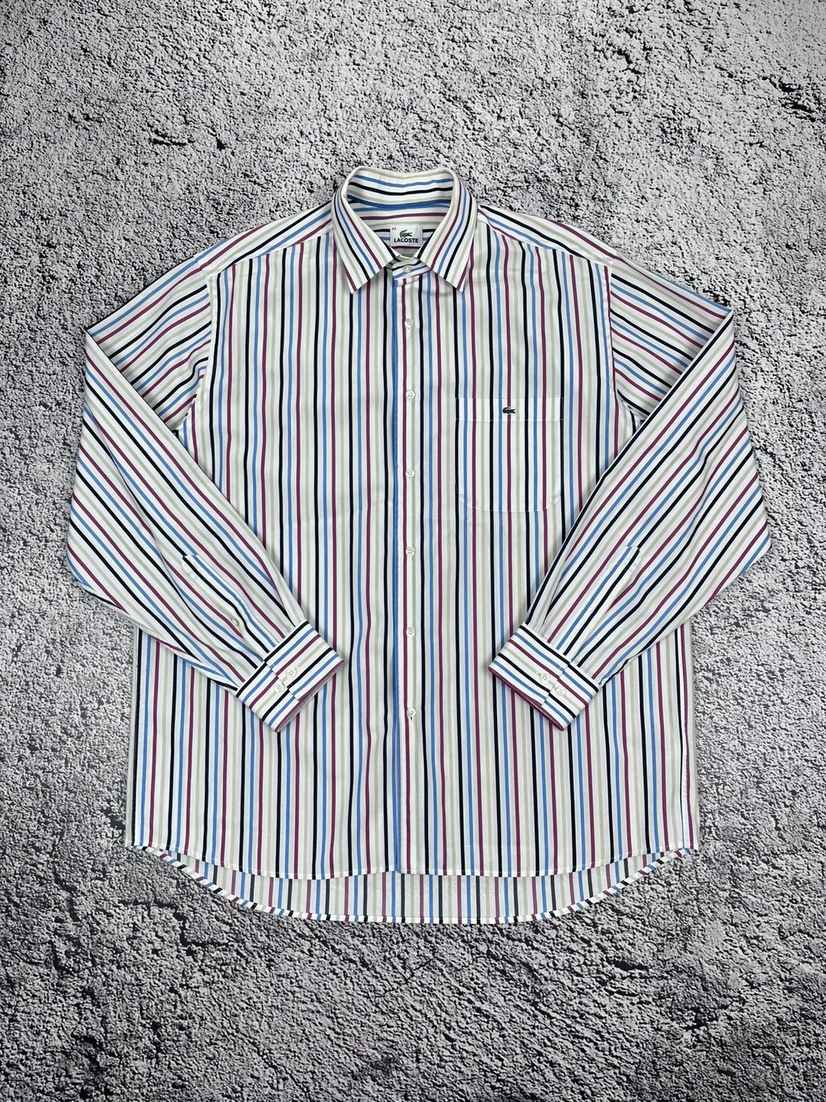 Lacoste Vintagr Lacoste logo striped shirt size 43 Size 42L - 1 Thumbnail