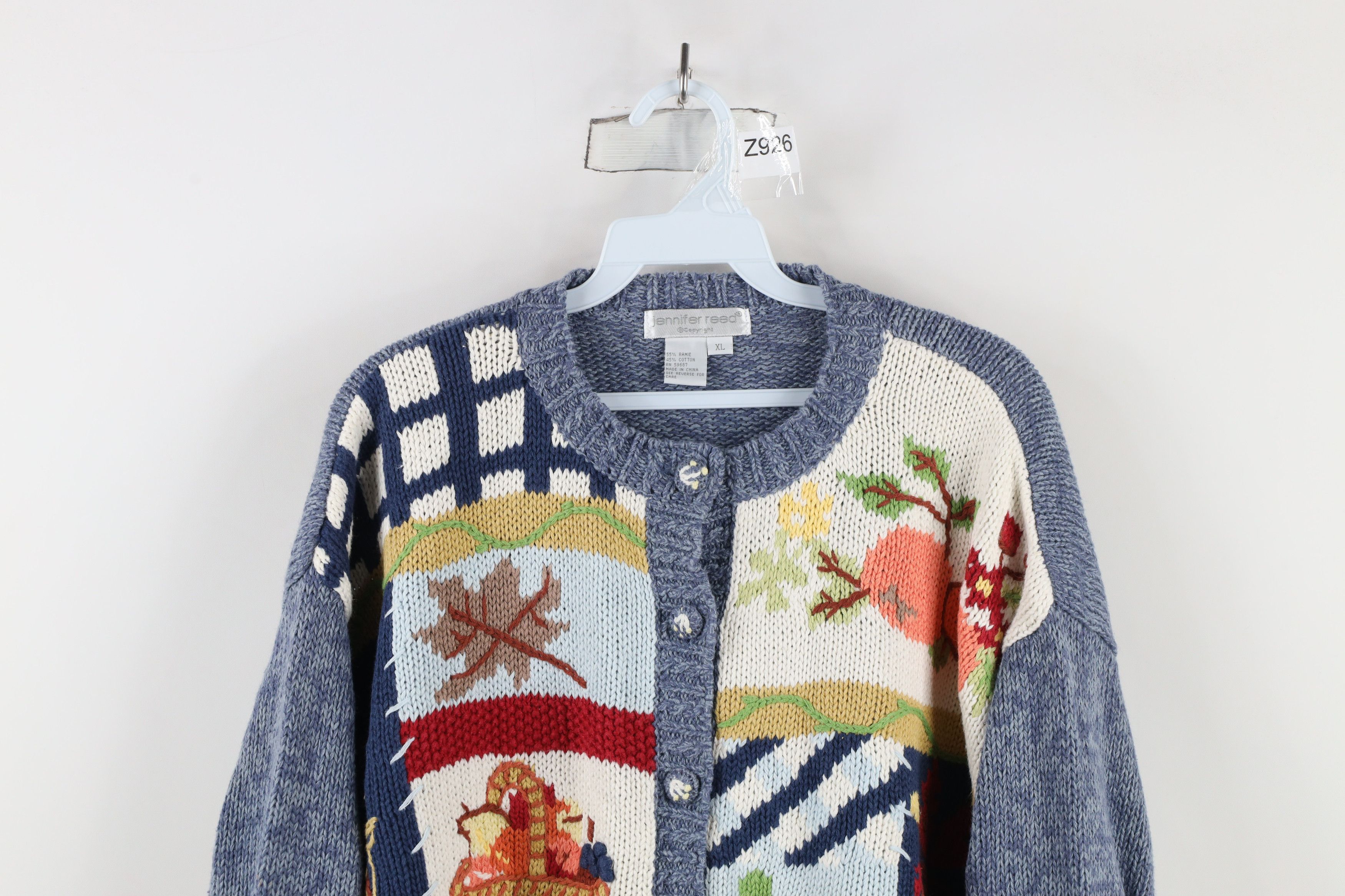 Vintage Vintage 90s Streetwear All Over Print Cardigan Sweater Size XL / US 12-14 / IT 48-50 - 2 Thumbnail