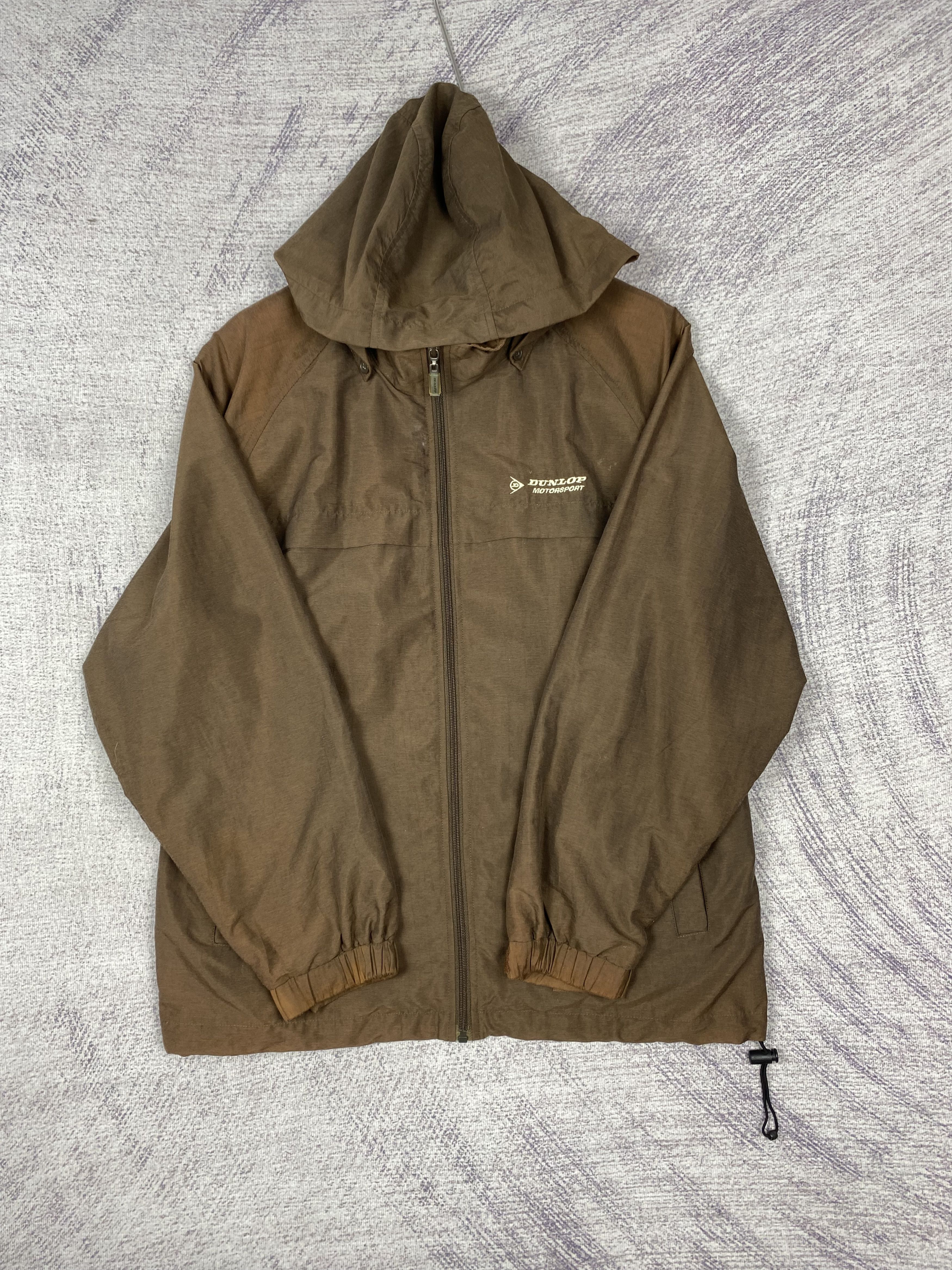 Dunlop Vintage Dunlop Motorsport Brown Hooded Light Jacket - Size L Size US L / EU 52-54 / 3 - 4 Thumbnail