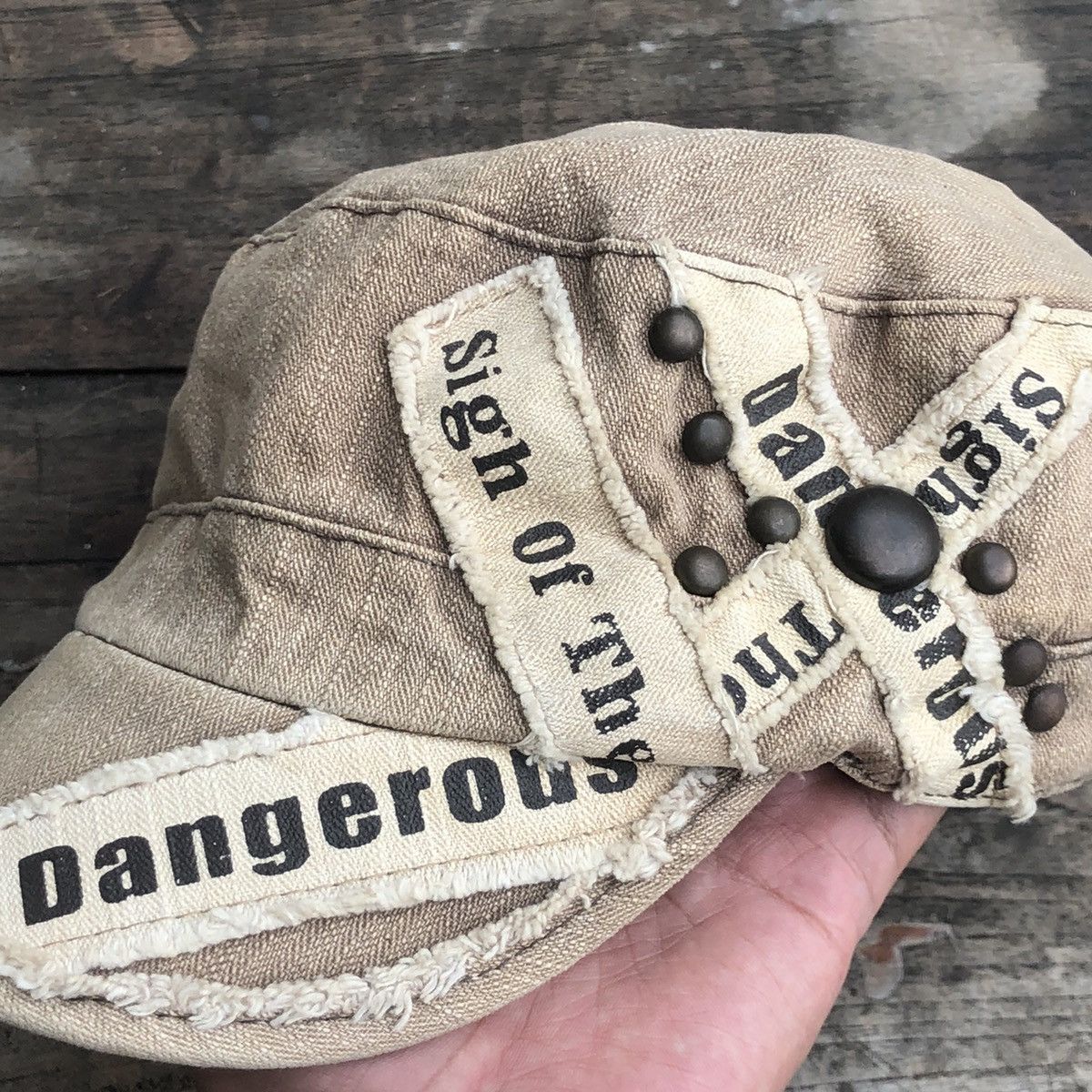 Japanese Brand Y2K Japanese Studded Cadet Faded Distressed Vintage Hat Size ONE SIZE - 4 Thumbnail