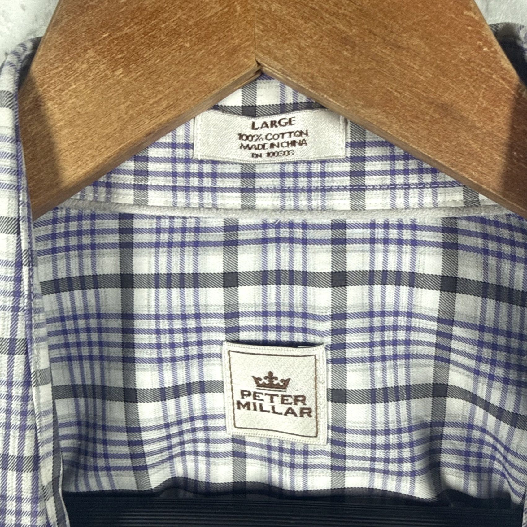Peter Millar Peter Millar Blue Plaid Button-Up Shirt Mens Size L Size US L / EU 52-54 / 3 - 3 Thumbnail