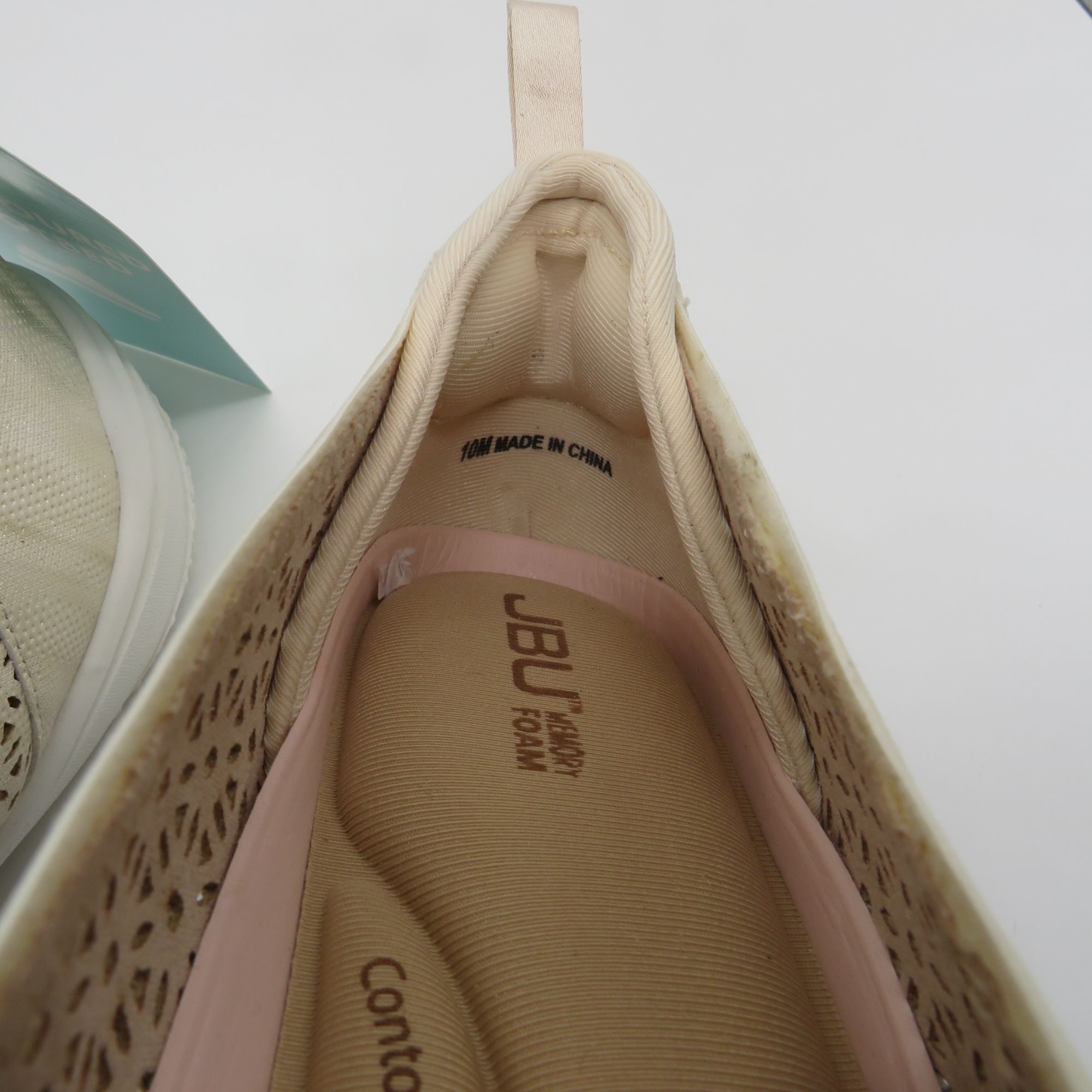 Other JBU Women's Cream Shimmer Laser-Cut Slip-On Flats Size 10 NE Size US 10 / IT 40 - 7 Thumbnail