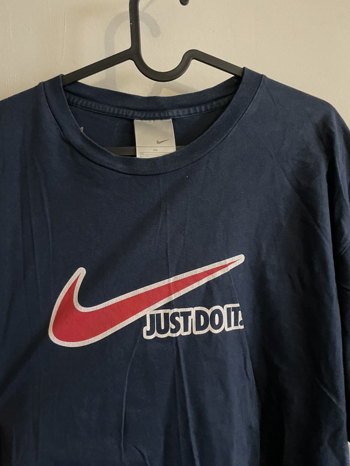 Nike × Vintage 00s Vintage Nike Big Swoosh Logo Drill T-shirt Rare Size US XXL / EU 58 / 5 - 2 Thumbnail