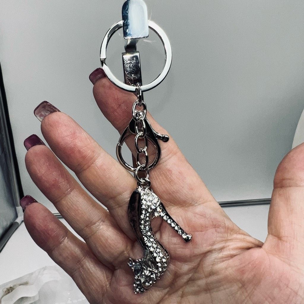 Other Silver Tone and Clear Crystal High Heel Bag Charm/Key Chain Size ONE SIZE - 6 Thumbnail