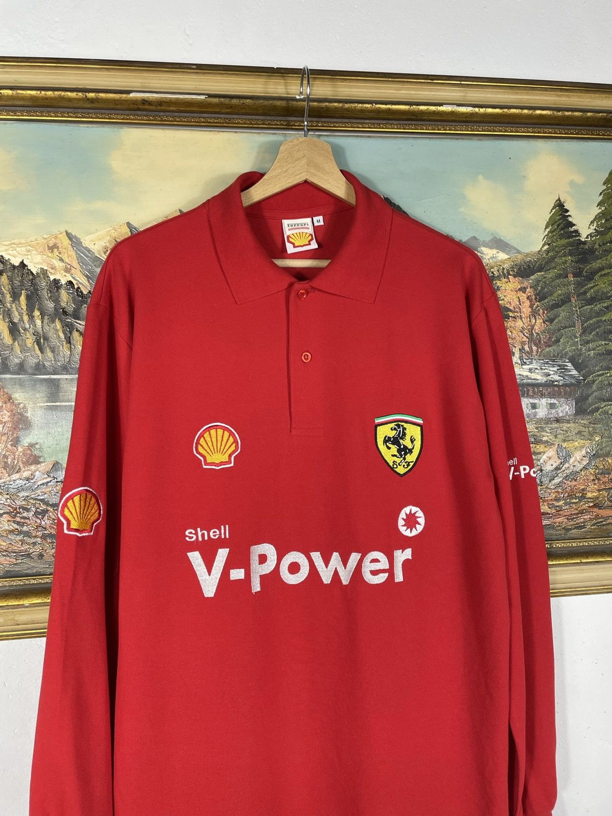 Ferrari × Vintage Red Vintage Retro Y2k 00s Ferrari Longsleeve Polo Tee Size US M / EU 48-50 / 2 - 4 Thumbnail