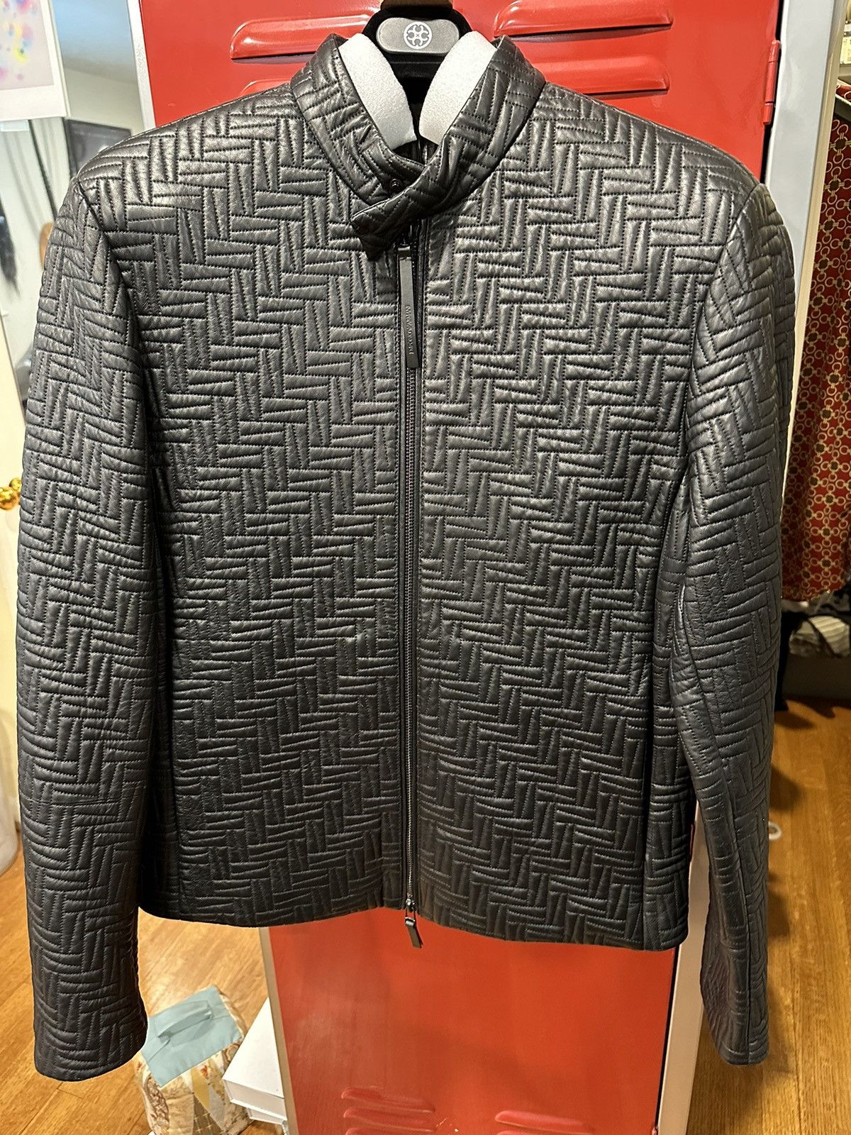 Emporio Armani Black lamb leather geometric jacket Size US M / EU 48-50 / 2 - 1 Thumbnail
