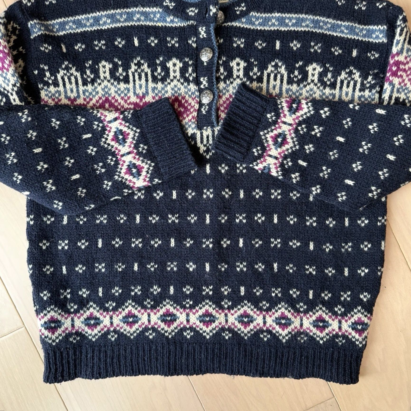 Vintage VINTAGE LL Bean Nordic Sweater Women’s Medium Blue Wool Pullover Fair Isle Pullover Casual Knit Crew Neck Size M / US 6-8 / IT 42-44 - 6 Thumbnail