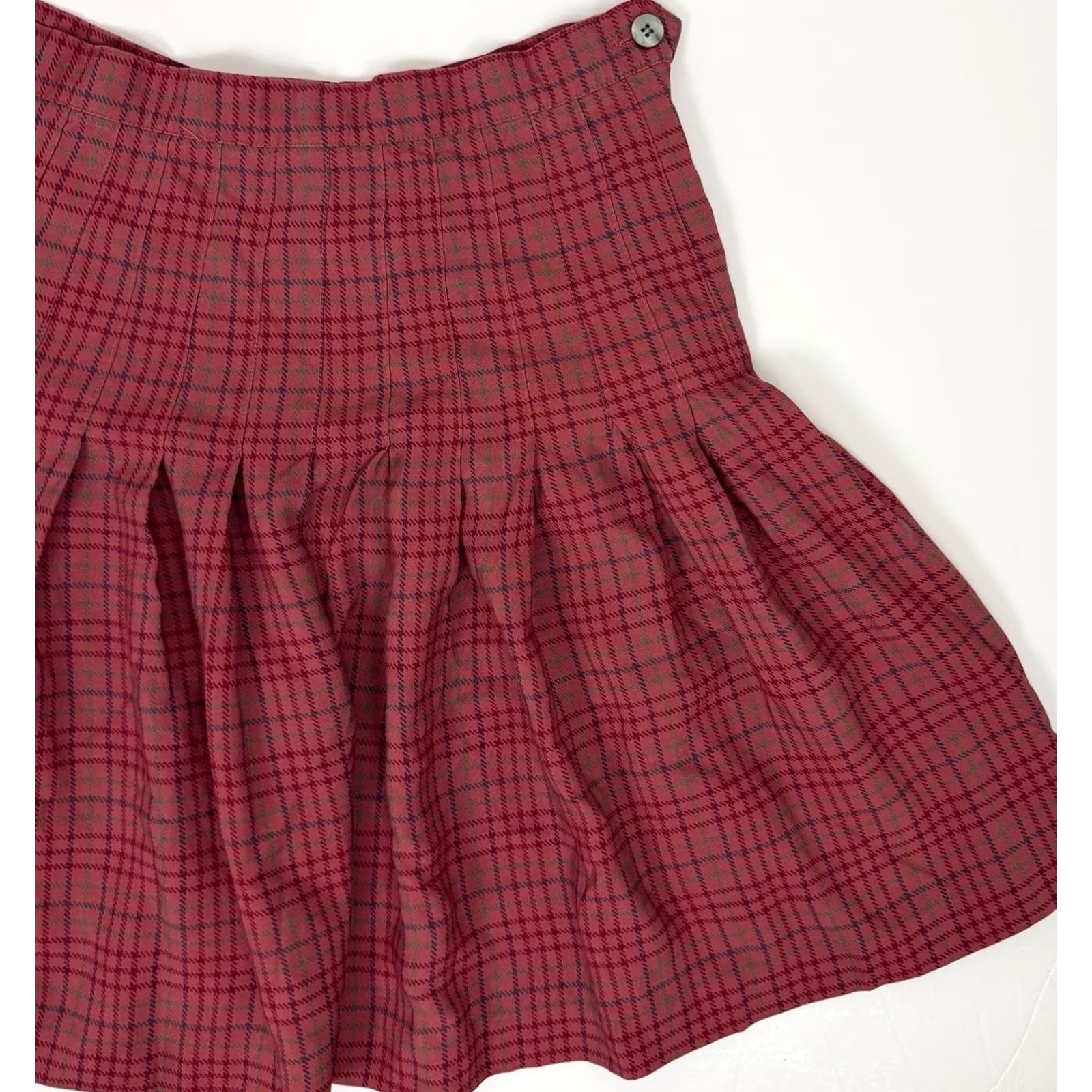 Gap VINTAGE 90s Gap Skirt Womens Small High Waist Salmon Pink Plaid Mini Size 26" / US 2 / IT 38 - 2 Thumbnail