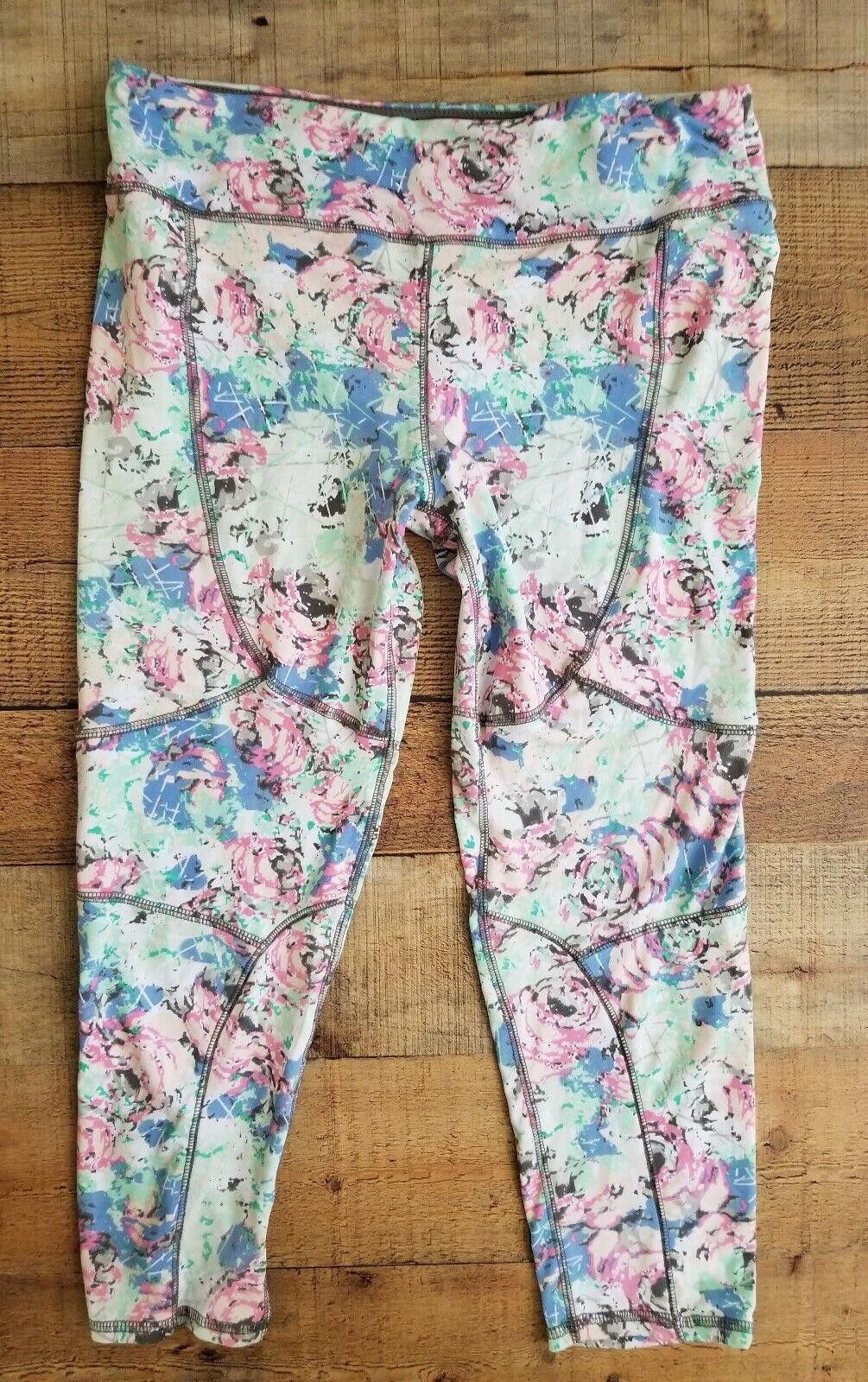 Designer Ikonik Leggings Large Floral Print Fitted Workout Yoga Size 36" / US 14 / IT 50 - 1 Thumbnail