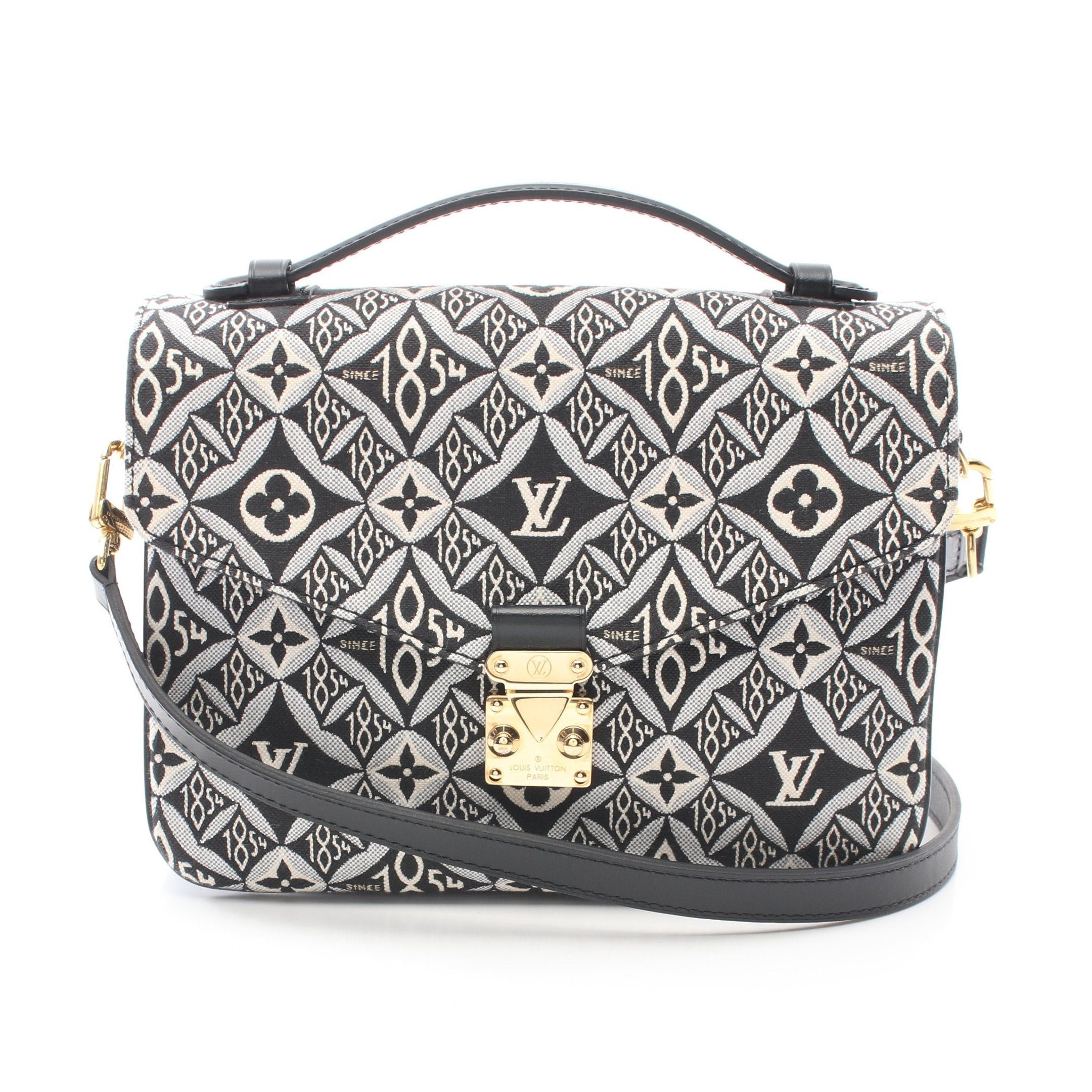Louis Vuitton Louis Vuitton Pochette Metis Mm Monogram Jacquard Since1854 Handbag Canvas Leather Black Ivory Light Gray Size ONE SIZE - 1 Thumbnail
