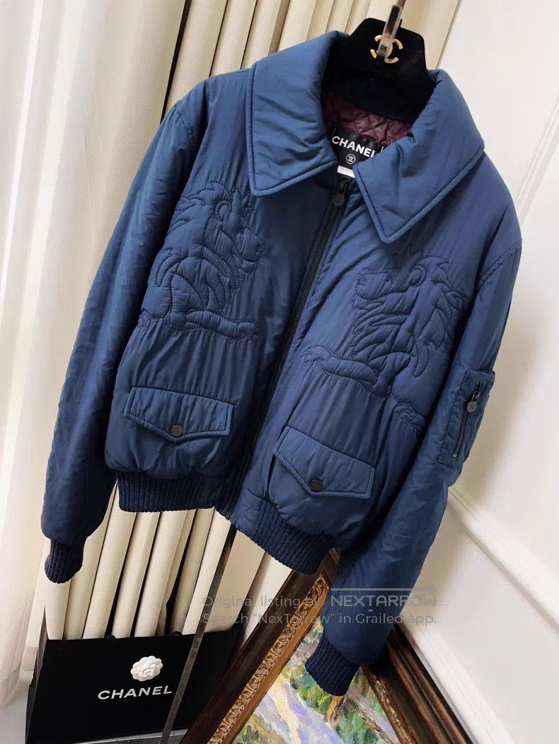 Chanel Chanel Dark blue Leo embossed cotton jacket Size XS / US 0-2 / IT 36-38 - 1 Thumbnail