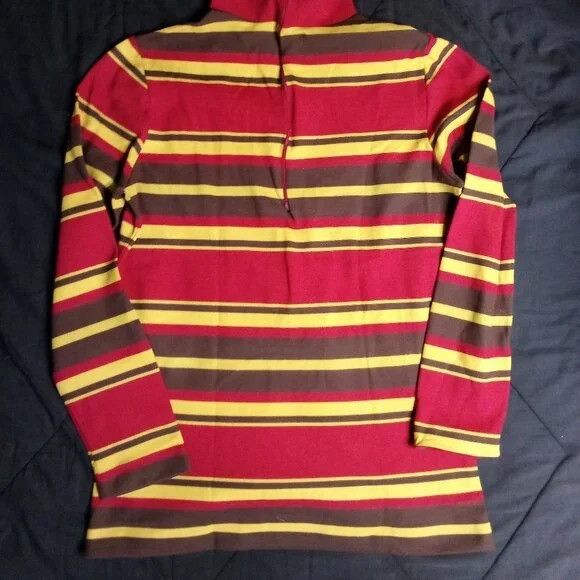 Other Vintage 70s Striped Polyester Turtleneck Shirt Top Size M / US 6-8 / IT 42-44 - 6 Thumbnail