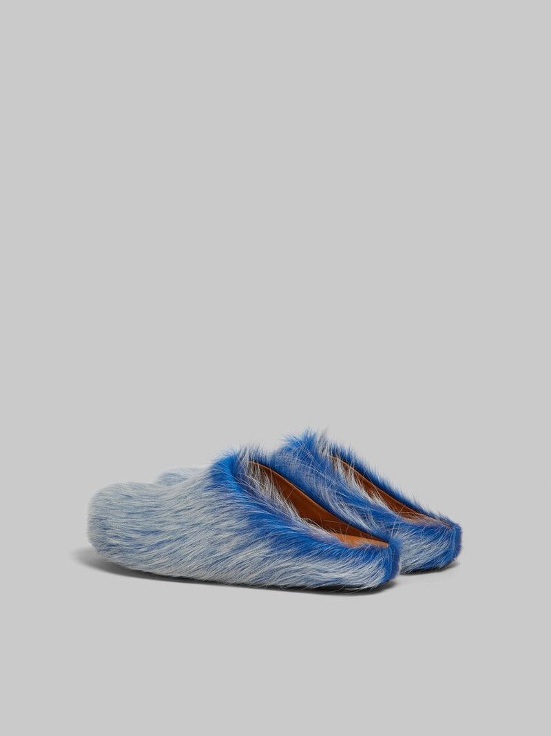 Marni o1f1d3z0526 Long-Haired Calfskin Fussbett Sabot Blue/Lilac Size US 9 / EU 42 - 3 Thumbnail
