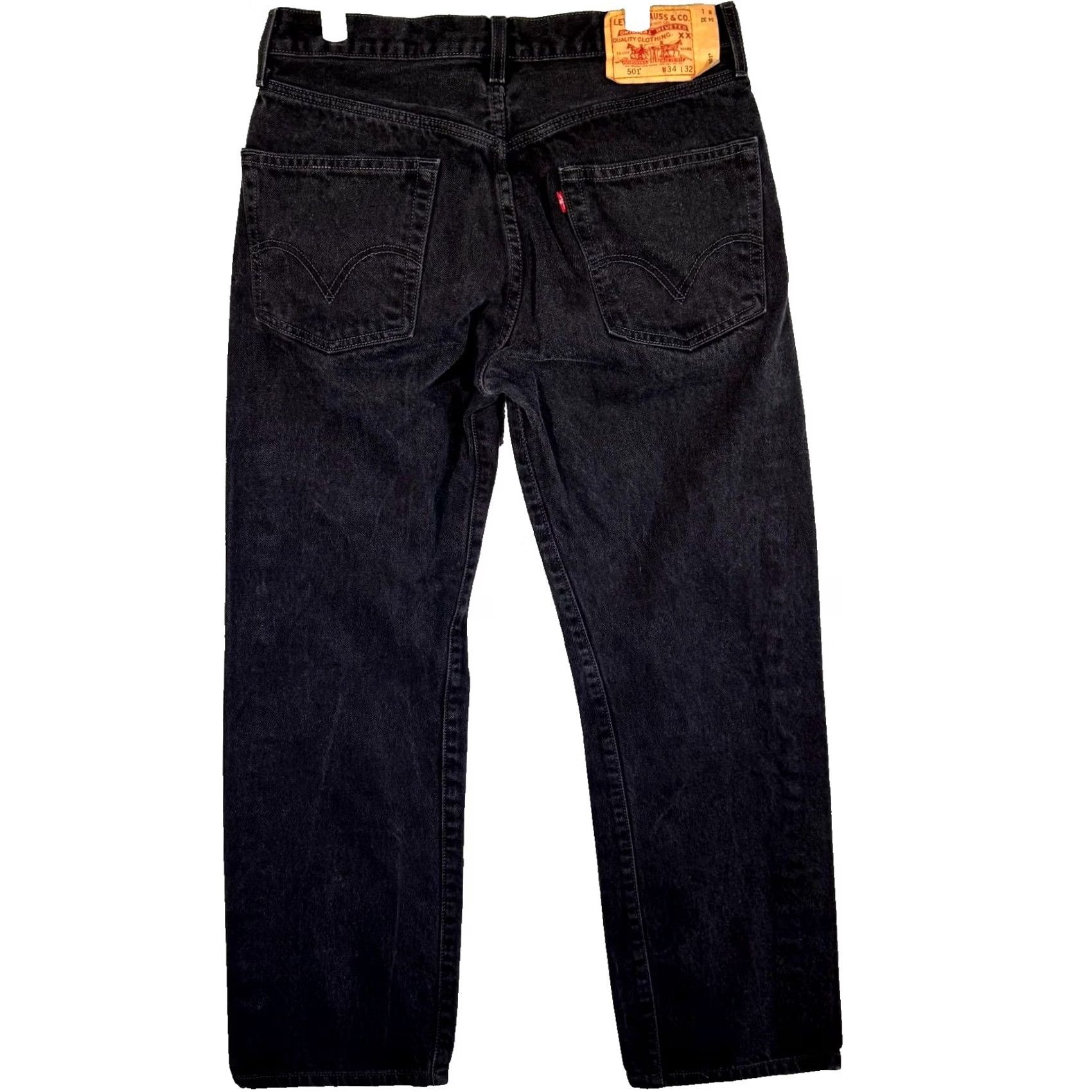 Levi's Levi’s 501 Men’s Jeans Button Fly Black Denim Straight 38 x 32 Regular Mens Jeans Size US 38 / EU 54 - 2 Thumbnail