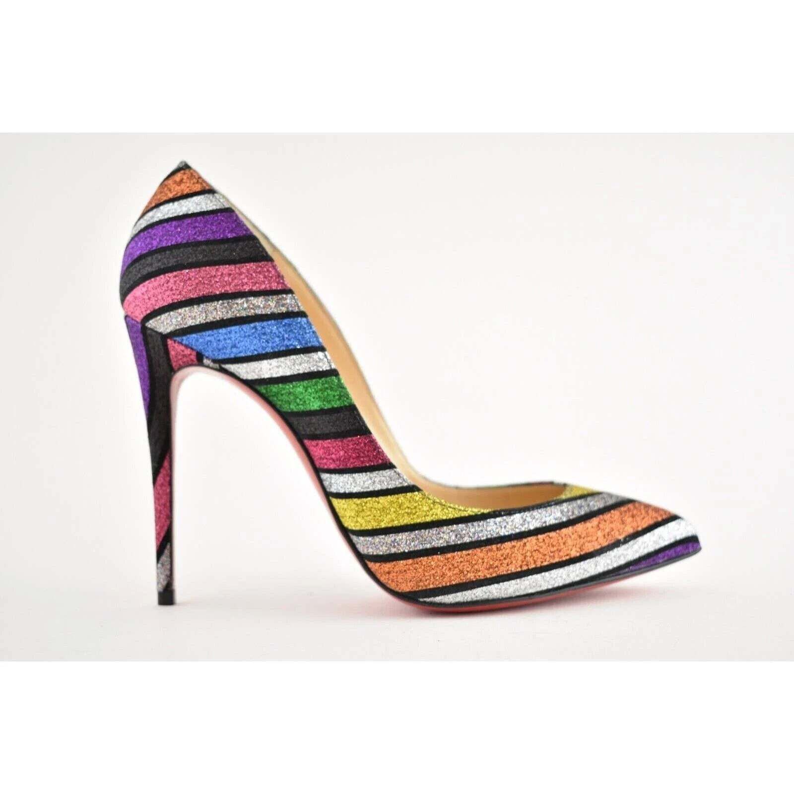 Christian Louboutin Christian Louboutin Pigalle Follies Stripy Glitter Stripe Size US 7 / IT 37 - 2 Thumbnail