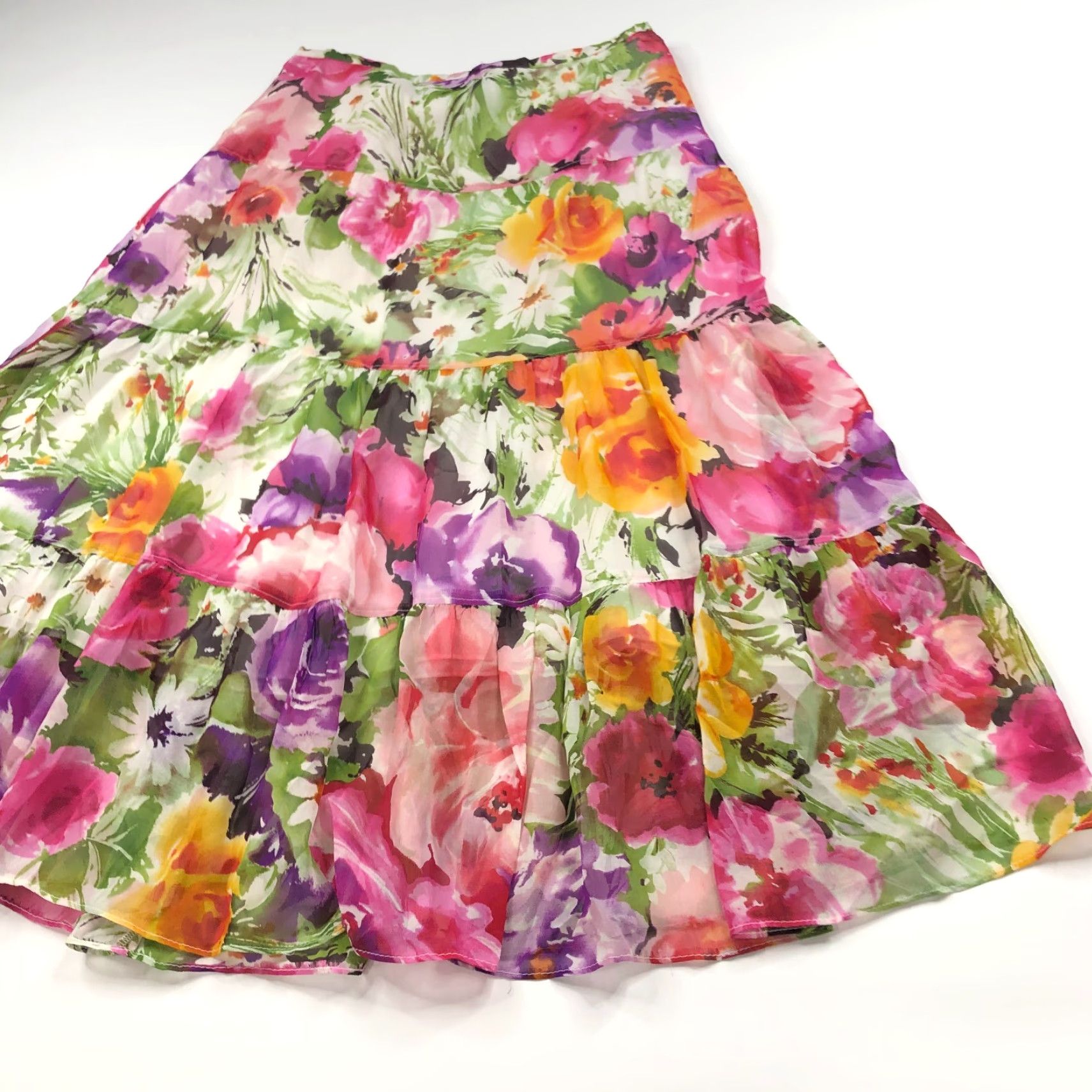 Jones New York Jones New York Collection Skirt 4 100% Silk Floral Midi Mint Multicolor Mini Style Womens Size 27" / US 4 / IT 40 - 2 Thumbnail