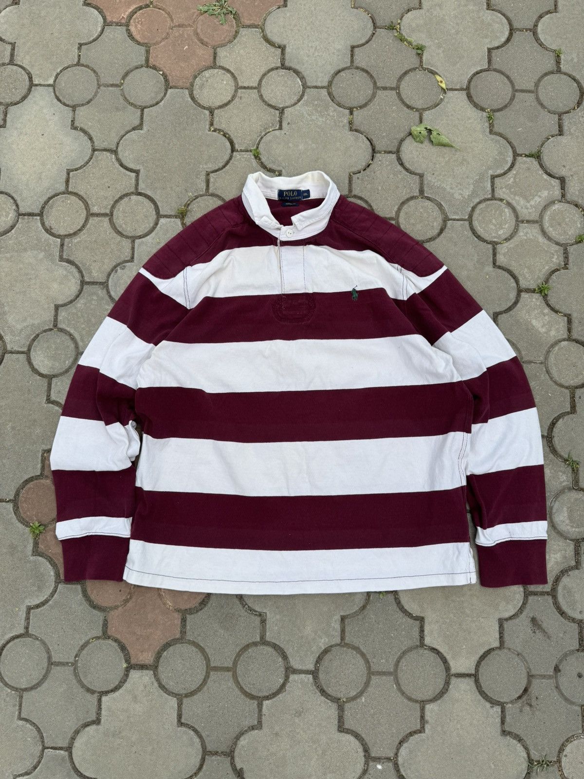Vintage Polo Ralph Lauren Striped Rugby Tee Shirt Y2K Long Sleeve T Shirts