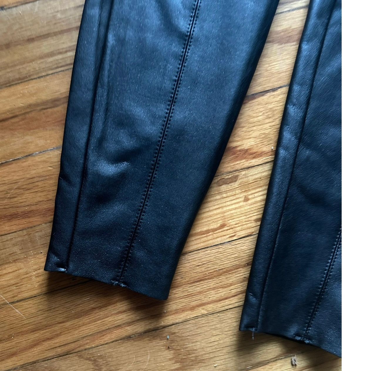 Topshop Topshop Black Faux Leather Leggings Side Zip, Stretch Waist Size 27" / US 4 / IT 40 - 2 Thumbnail