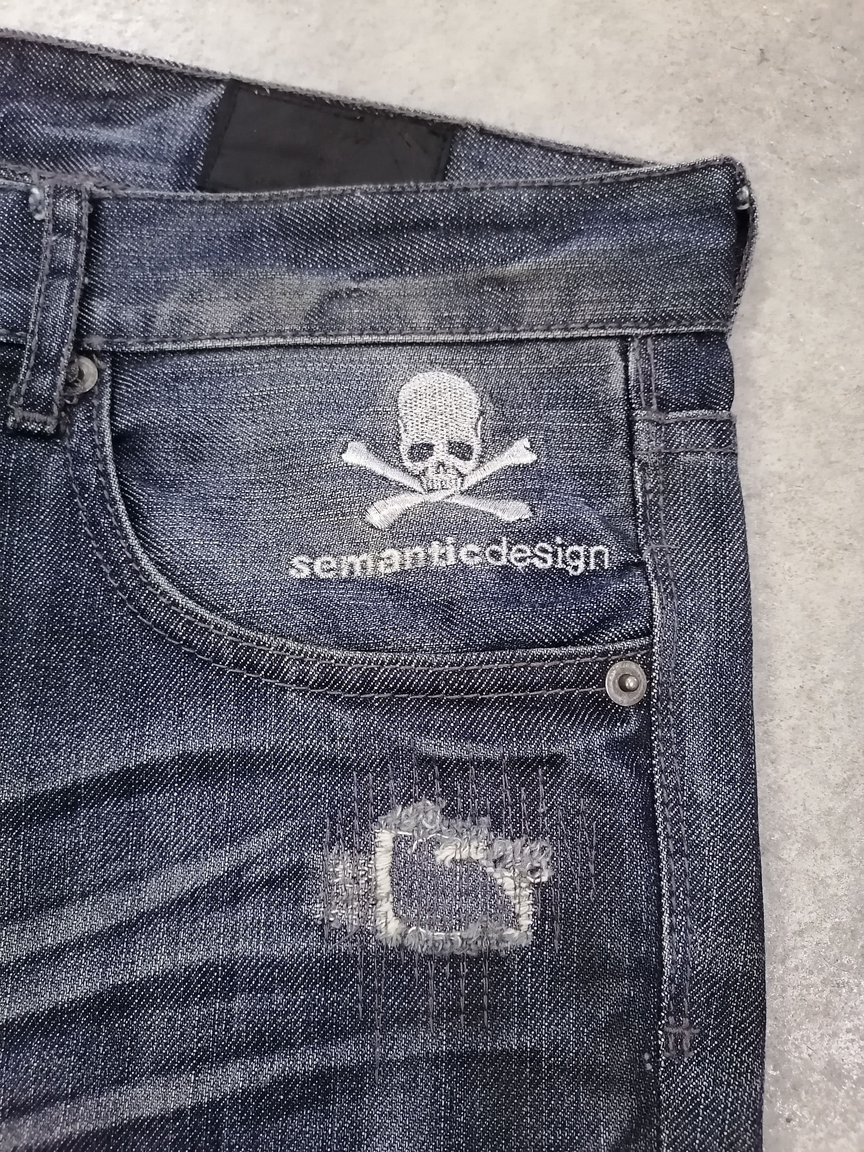 Japanese Brand Semantic Design x Roen Crossbone Distressed Denim Pants Size US 35 - 5 Thumbnail