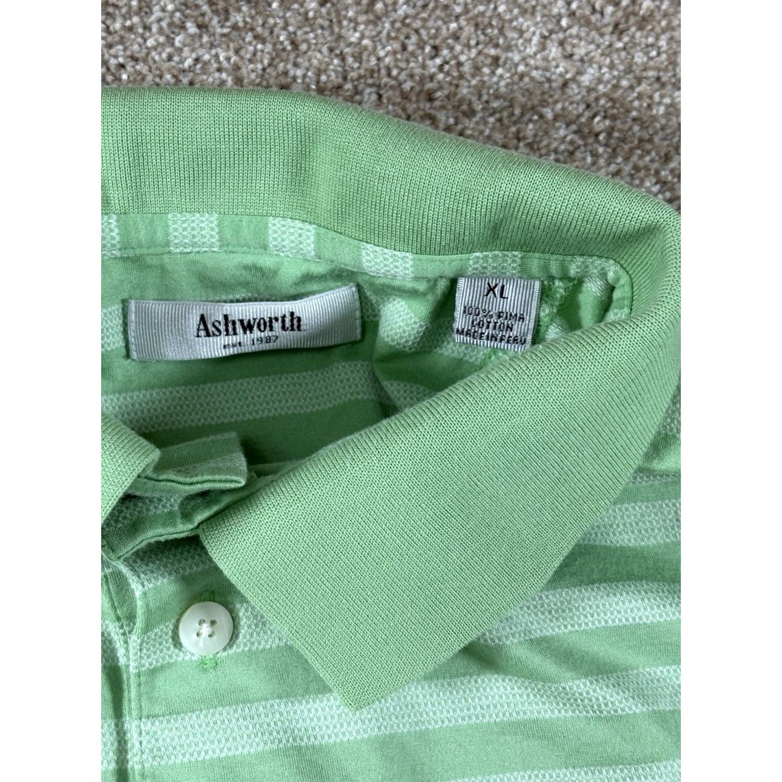 Vintage VINTAGE Ashworth Green Striped Polo Shirt - 100% Cotton - XL Men Golf Short Sleeve Size US XL / EU 56 / 4 - 3 Thumbnail