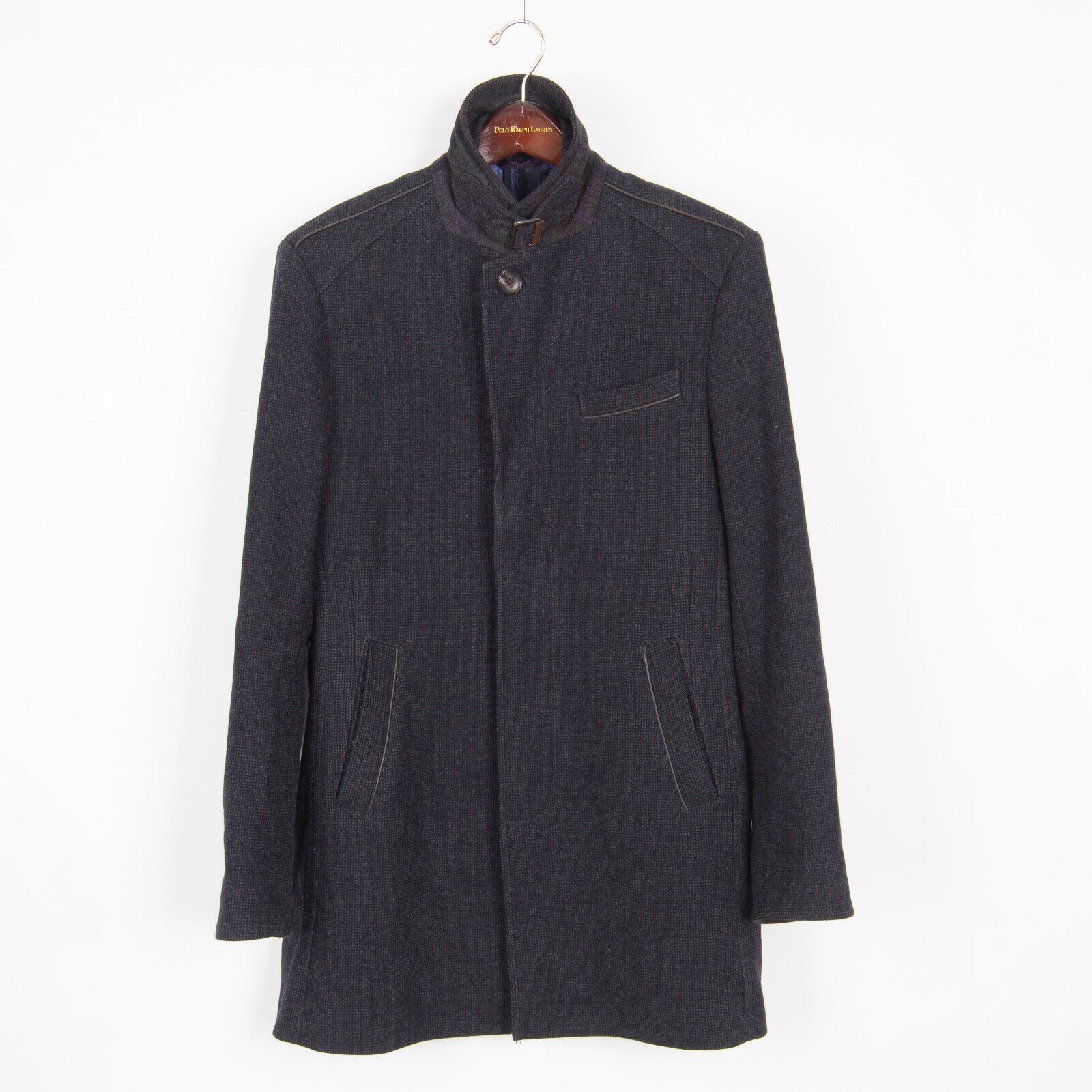 Ted Baker Ted Baker Men's Wexford Black Dark Gray Wool Coat Peacoat Size US M / EU 48-50 / 2 - 7 Thumbnail
