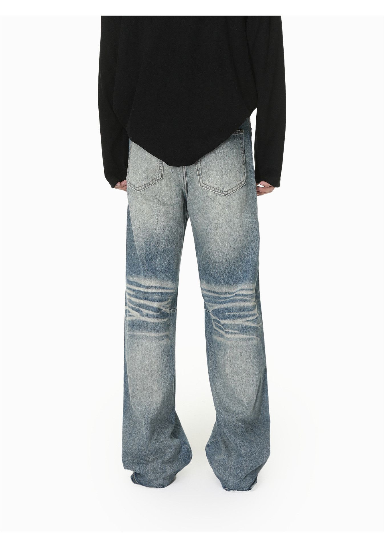 Japanese Brand Men's Cleanfit Washed & Distressed Straight-Leg Jeans Size US 32 / EU 48 - 6 Thumbnail