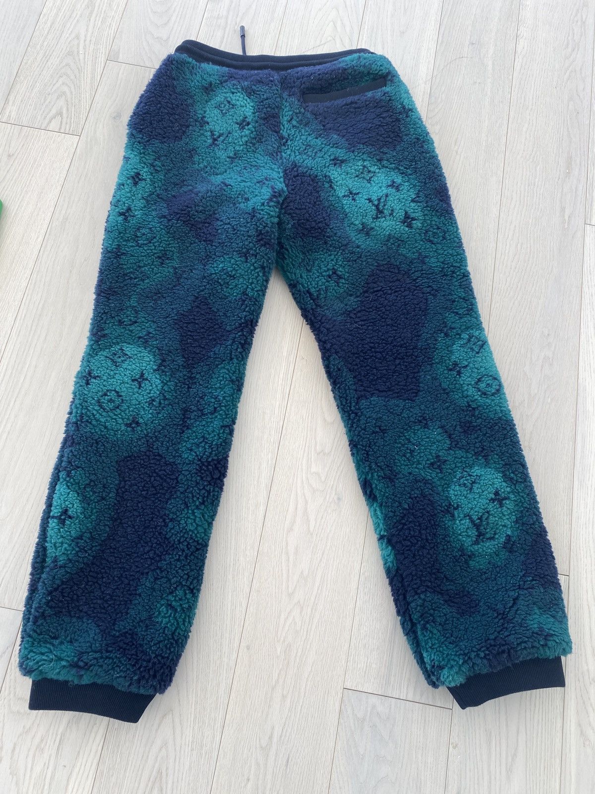 image of Louis Vuitton Monogram Camo Fleece Jogpants in Blue Green, Men's (Size 33)