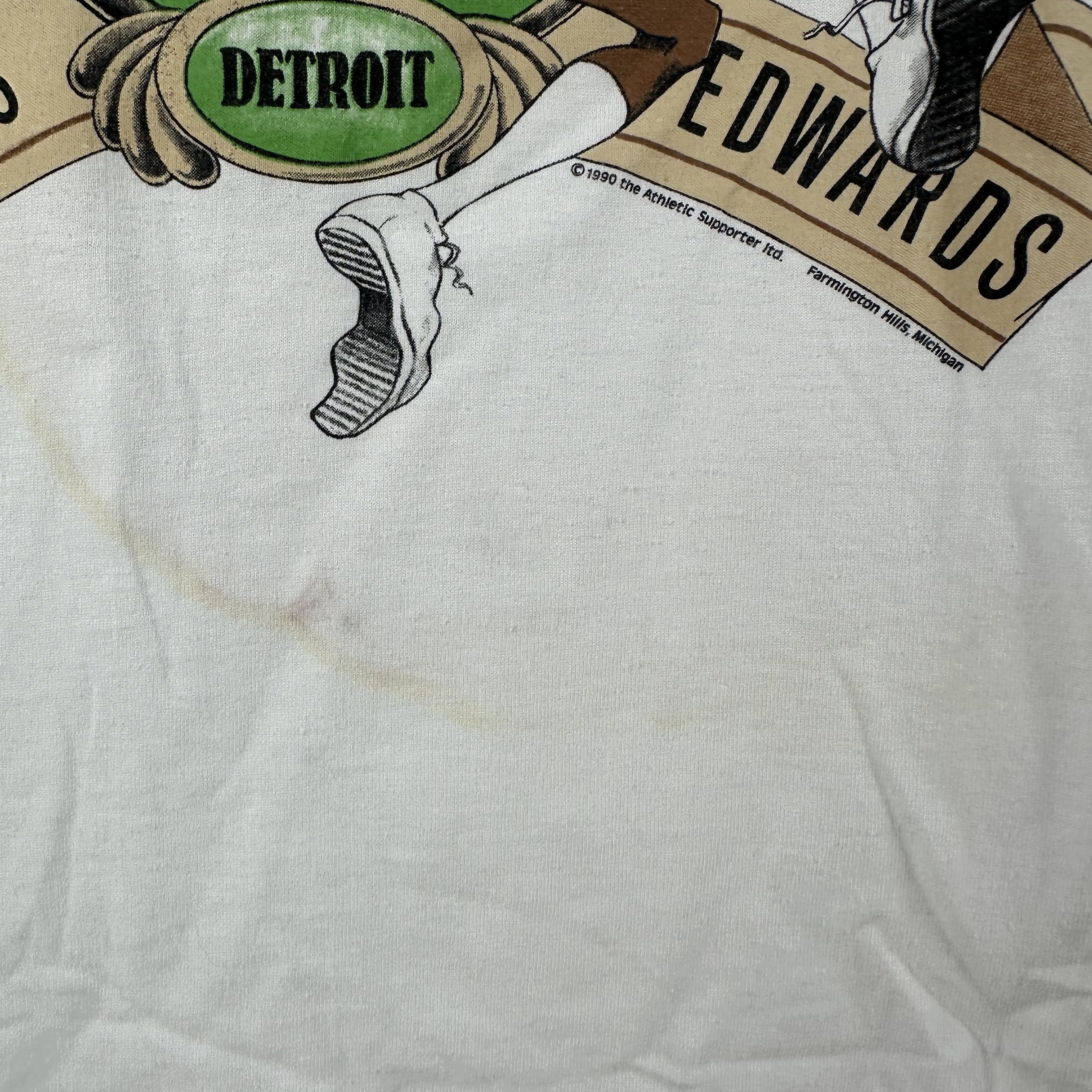 Vintage 1990 James Edwards The Buddha Detroit Pistons NBA T-shirt Size US L / EU 52-54 / 3 - 6 Thumbnail