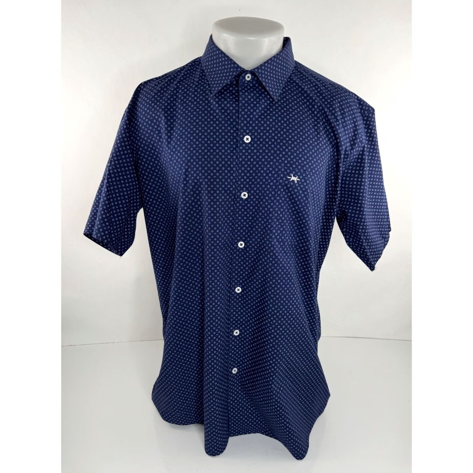 Vintage Texas Standard Geometric Shirt Mens XXL Blue Button-Up Short Sleeve 2XL Modern Casual Size US XXL / EU 58 / 5 - 2 Thumbnail