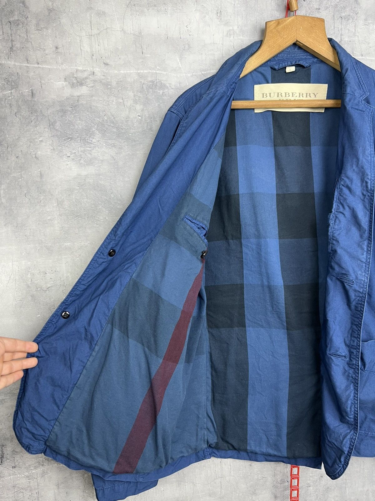 Burberry Men's Burberry Coat Blazer Blue L Cotton Men Brit Jacket Size US L / EU 52-54 / 3 - 7 Thumbnail