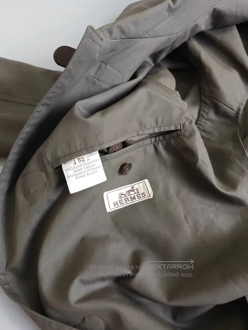 Hermes Hermes Coat Jacket, Olive Gray, Cotton, Leather Buttons Size US L / EU 52-54 / 3 - 4 Thumbnail