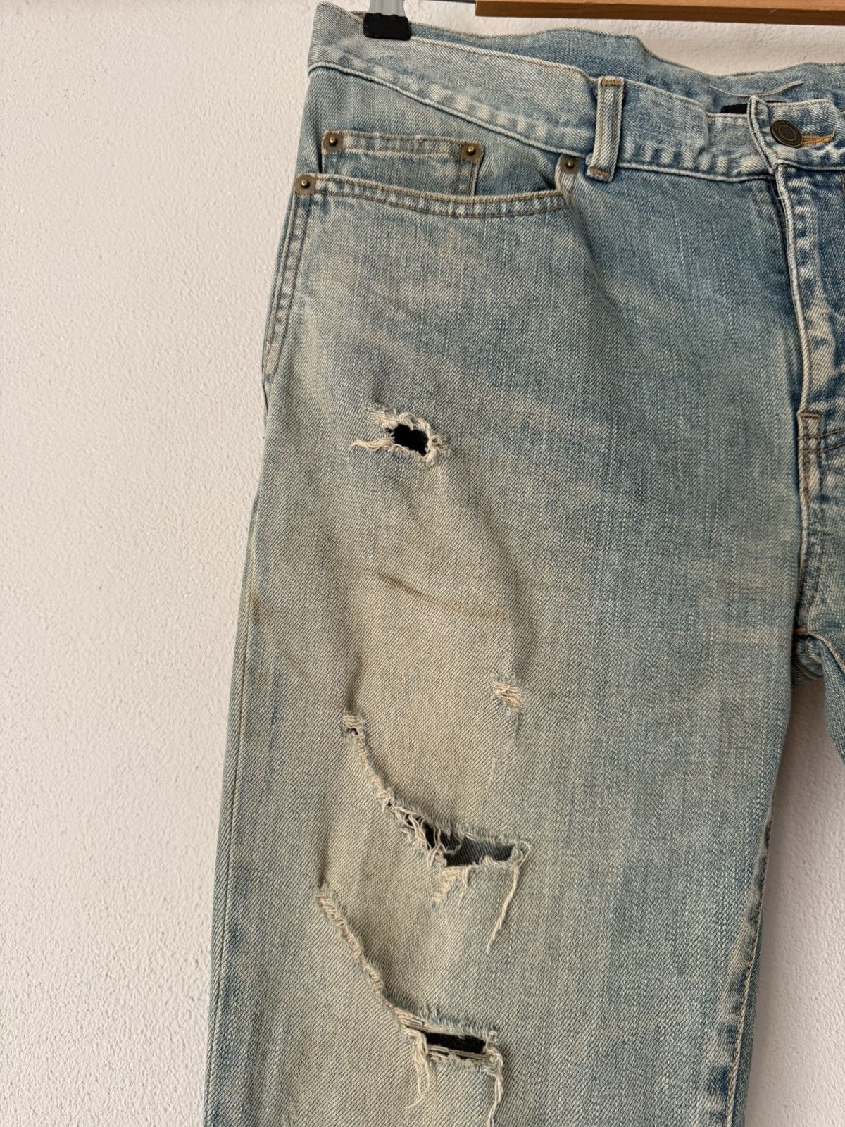 Saint Laurent Paris Distressed Skinny Jeans in Faded Indigo Size US 32 / EU 48 - 7 Thumbnail
