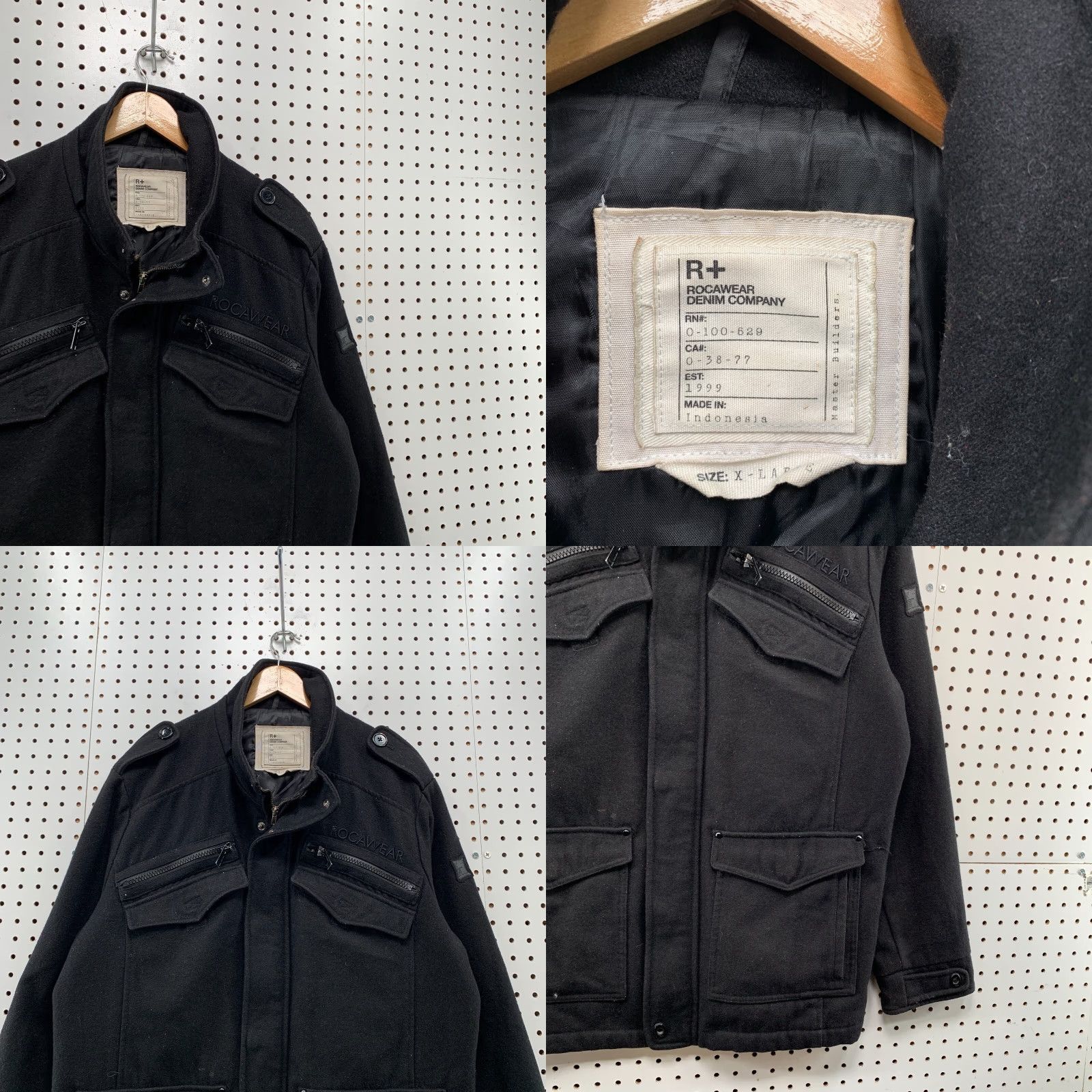 Rocawear VINTAGE Rocawear Wool Military Bomber Jacket Men XL Black Hip Hop 24x33 Size US XL / EU 56 / 4 - 8 Thumbnail