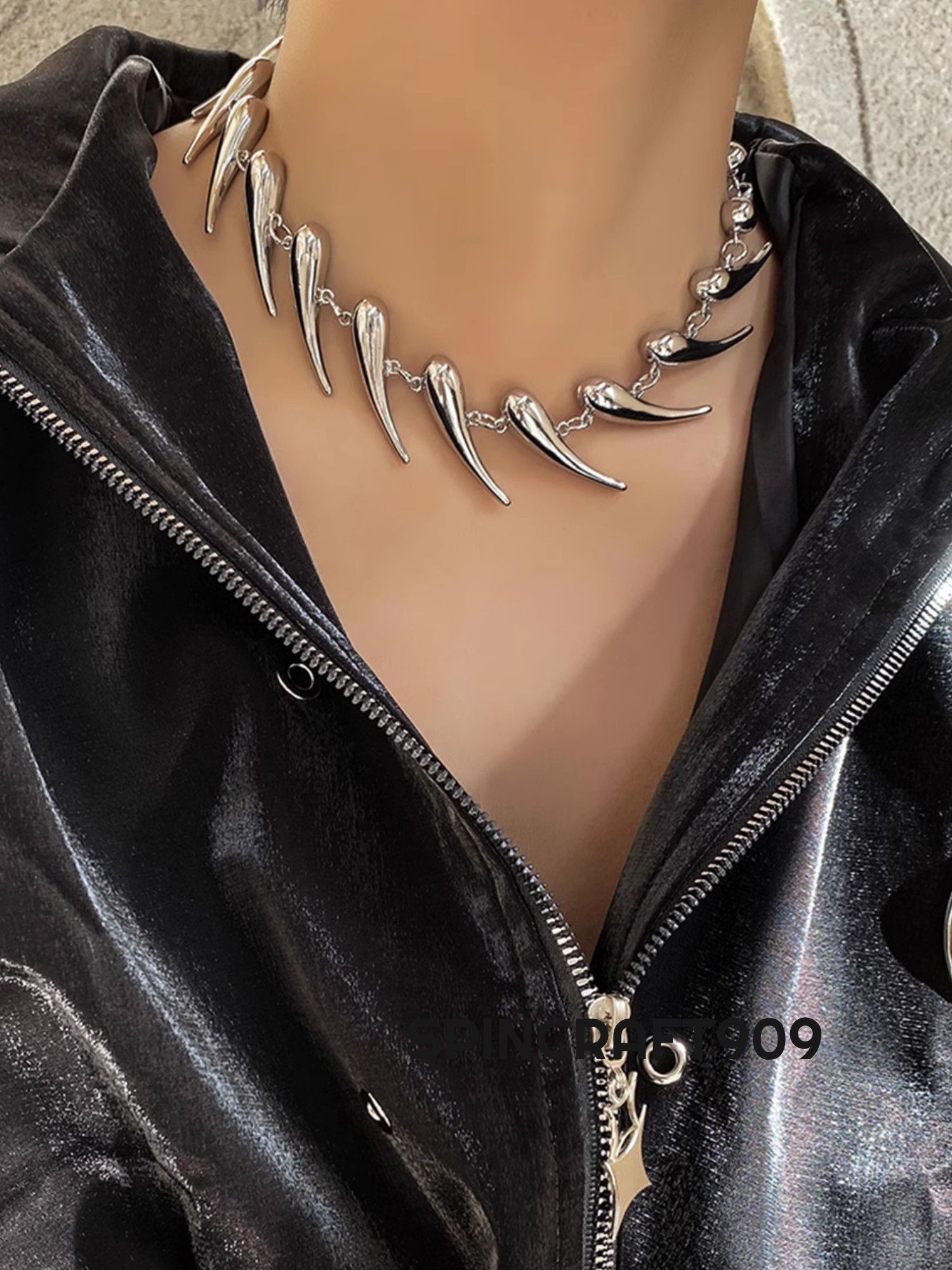 Jewelry Cyber Chain Punk Rivet y2k Necklace Size ONE SIZE - 4 Thumbnail