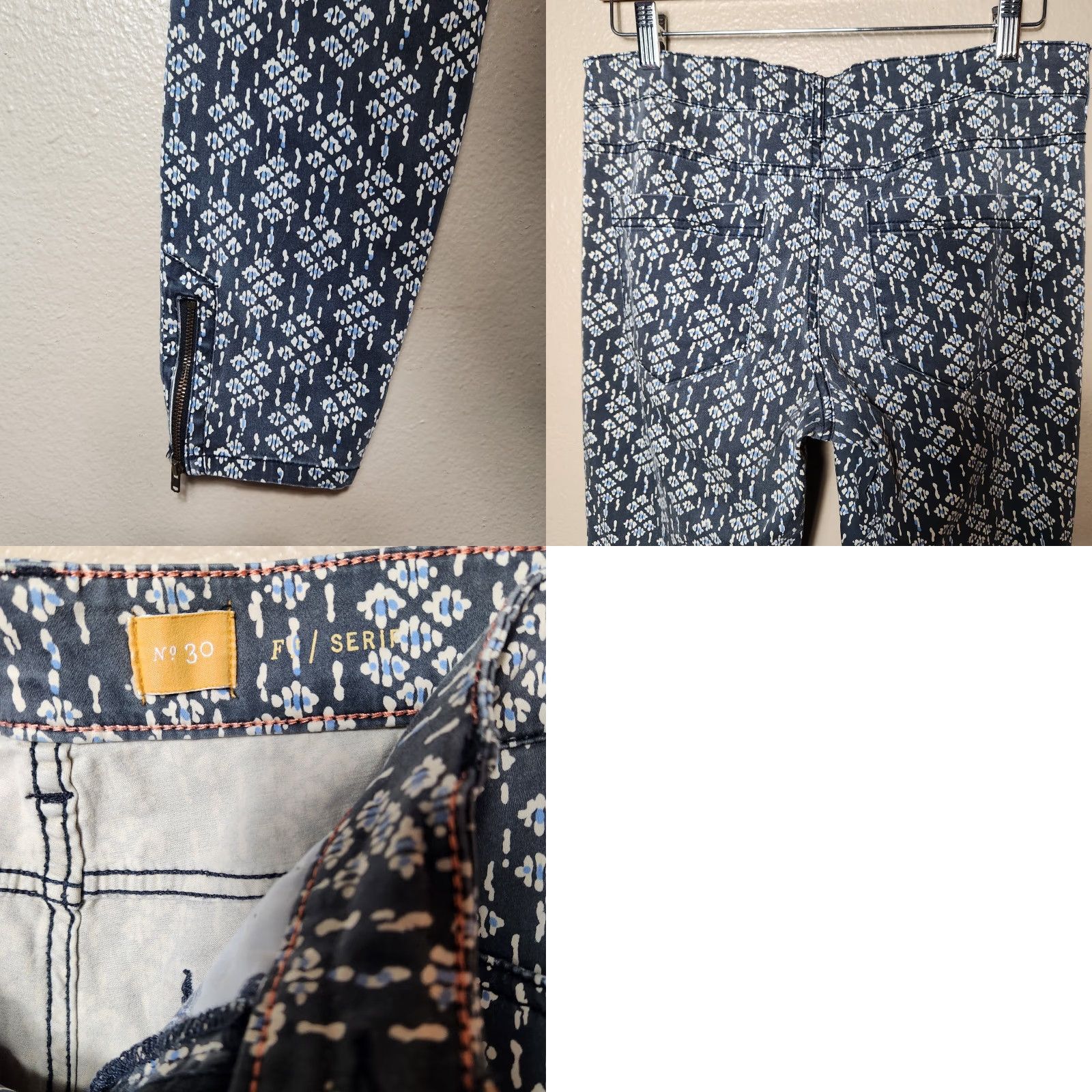 Anthropologie Anthropologie Pilcro Ikat/Tribal Patterned Serif Zip Ankle Pants Women's Size 30 Gray Cotton Blend Zip Ankles Bohemian Preppy 90s? No, remove. Size 30" / US 8 / IT 44 - 8 Thumbnail