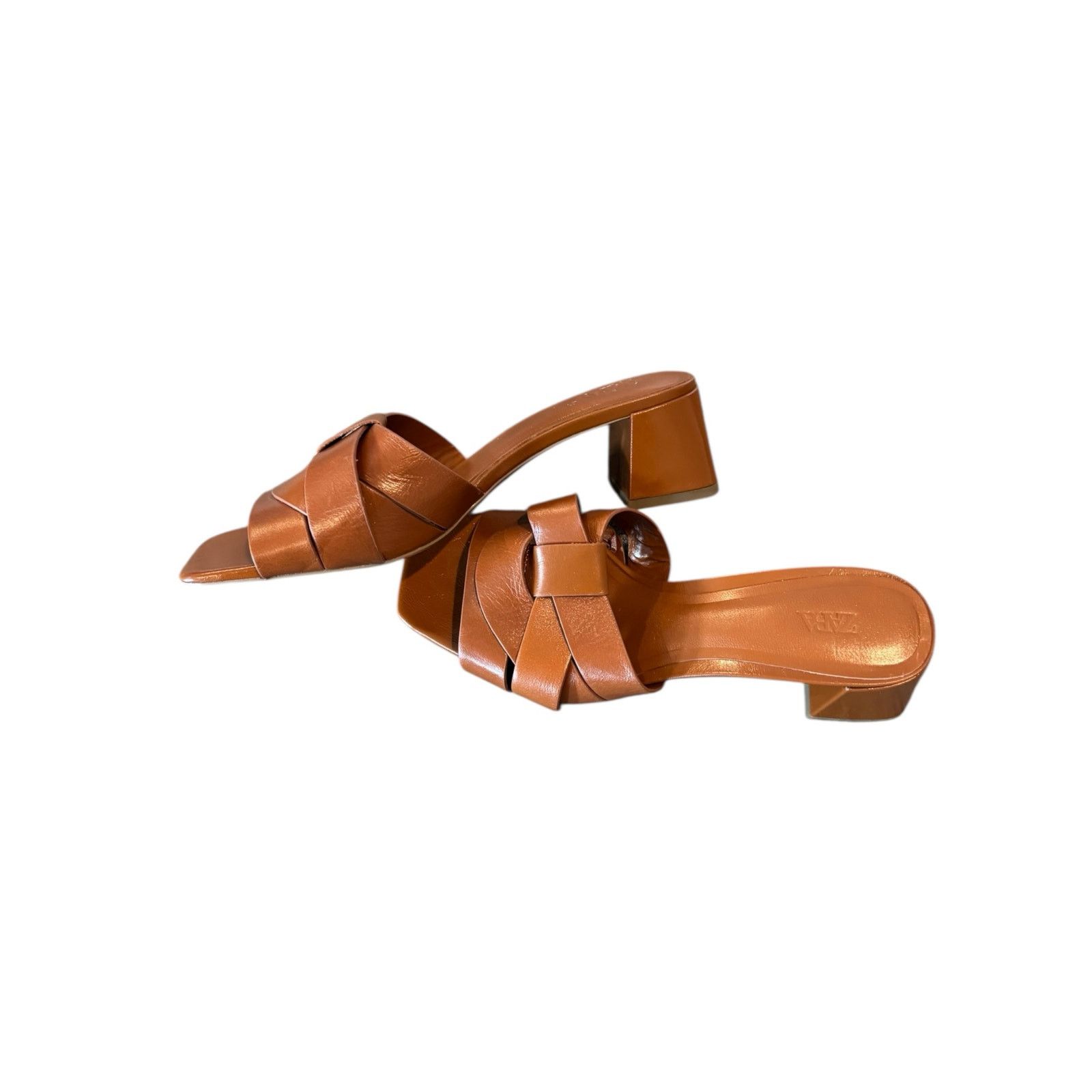 Zara ZARA Brown Woven Strap Block Heel Sandals US 6 Square Toe Size US 6 / IT 36 - 5 Thumbnail