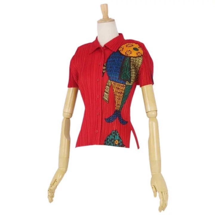Issey Miyake issey miyake size:3 Red pleated short sleeves Size XXS / US 00 / IT 34 - 3 Thumbnail