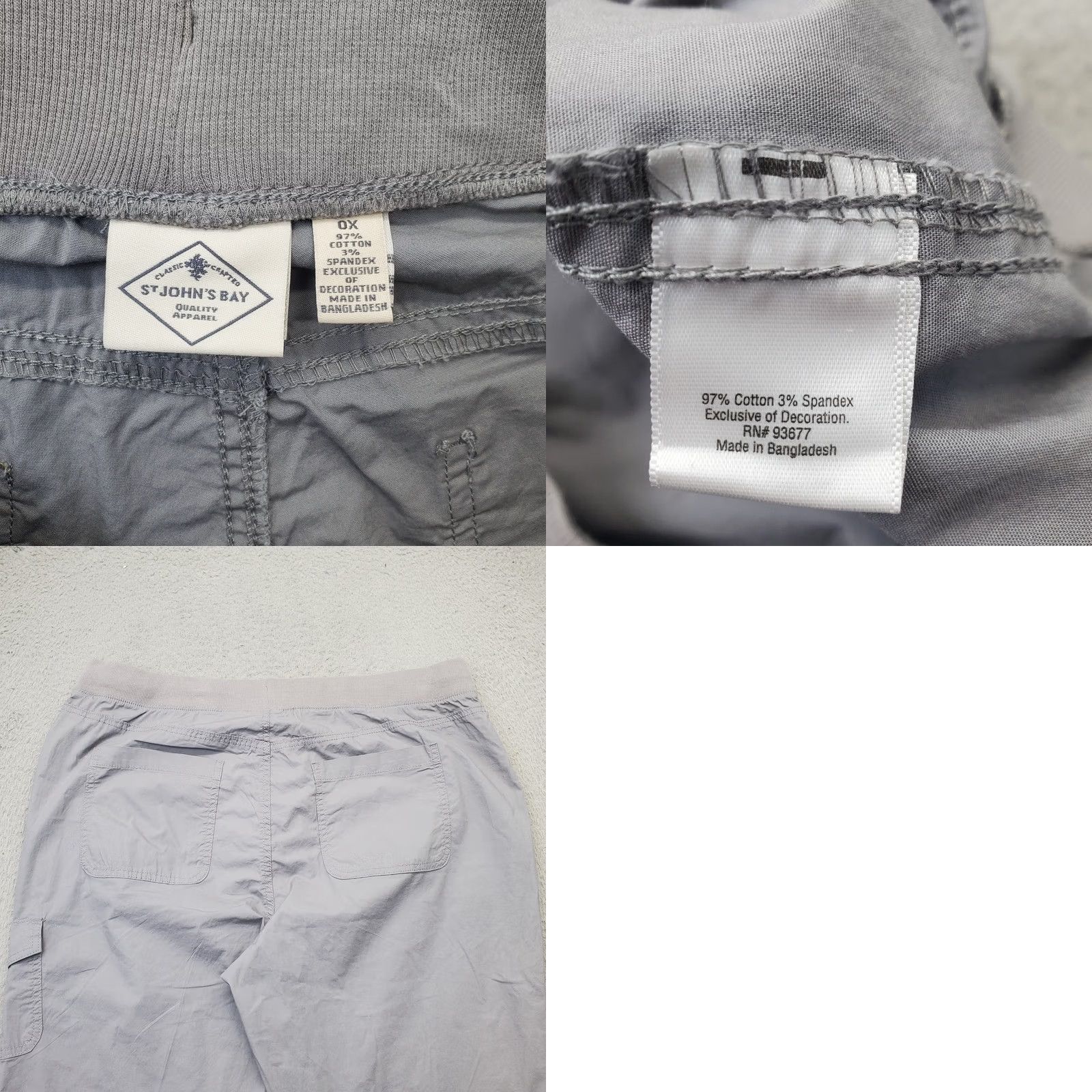 Vintage St. John's Bay Womens 0X Gray Capri Cargo Pants Stretch Mid Rise Drawstring Waist Pant Capris Size 40" / US 18 - 8 Thumbnail