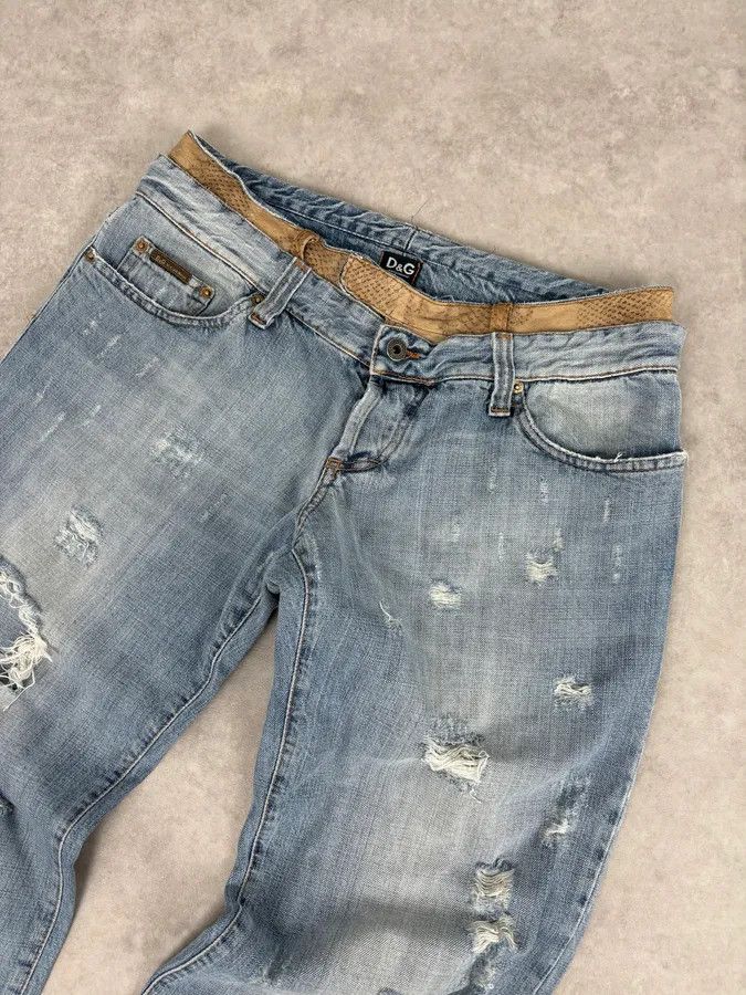 Dolce & Gabbana SS2006 Dolce & Gabbana Python Waist Distressed Denim Jeans Size US 33 - 5 Thumbnail
