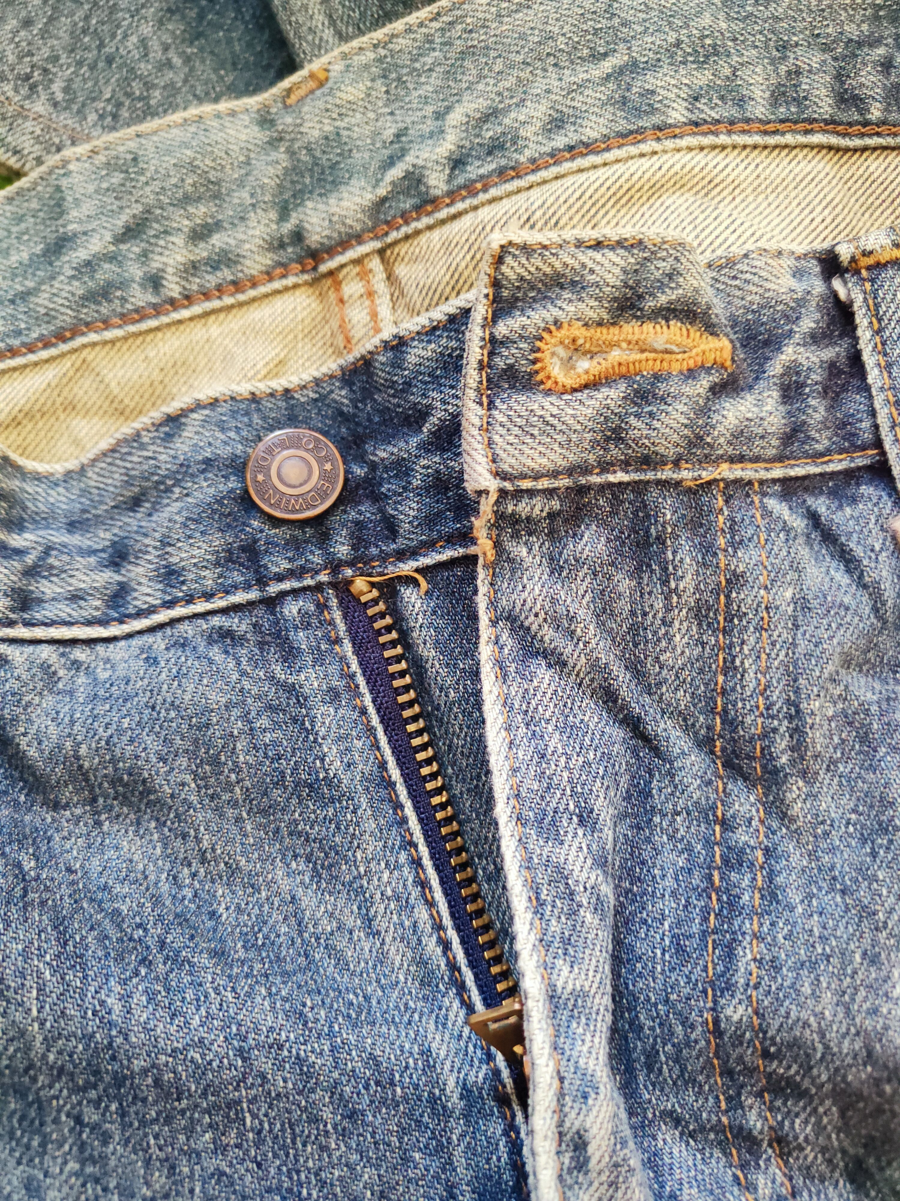 Edwin Edwin Dark Blue Faded Distressed Ripped Jeans #S2662 Size US 37 - 14 Thumbnail