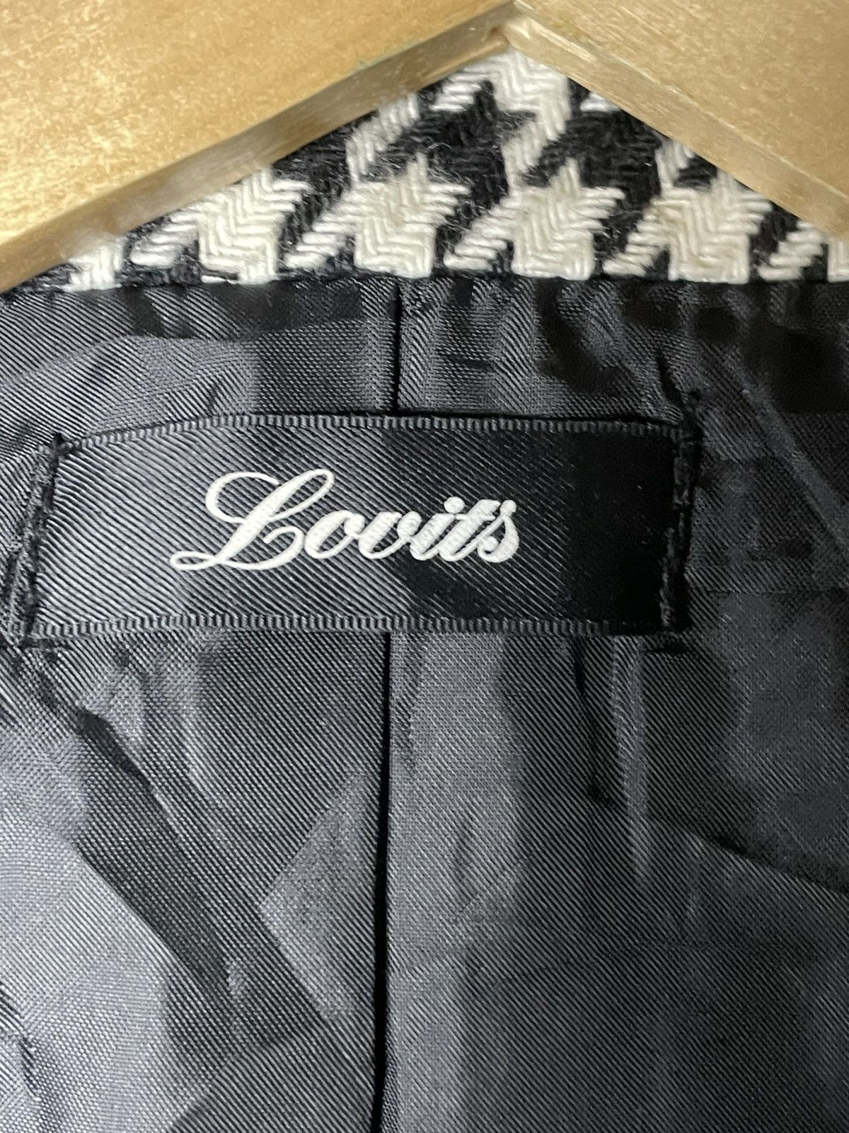 Designer × Japanese Brand Lovits Houndstooth Wool Long Coat (55) Size US L / EU 52-54 / 3 - 9 Thumbnail