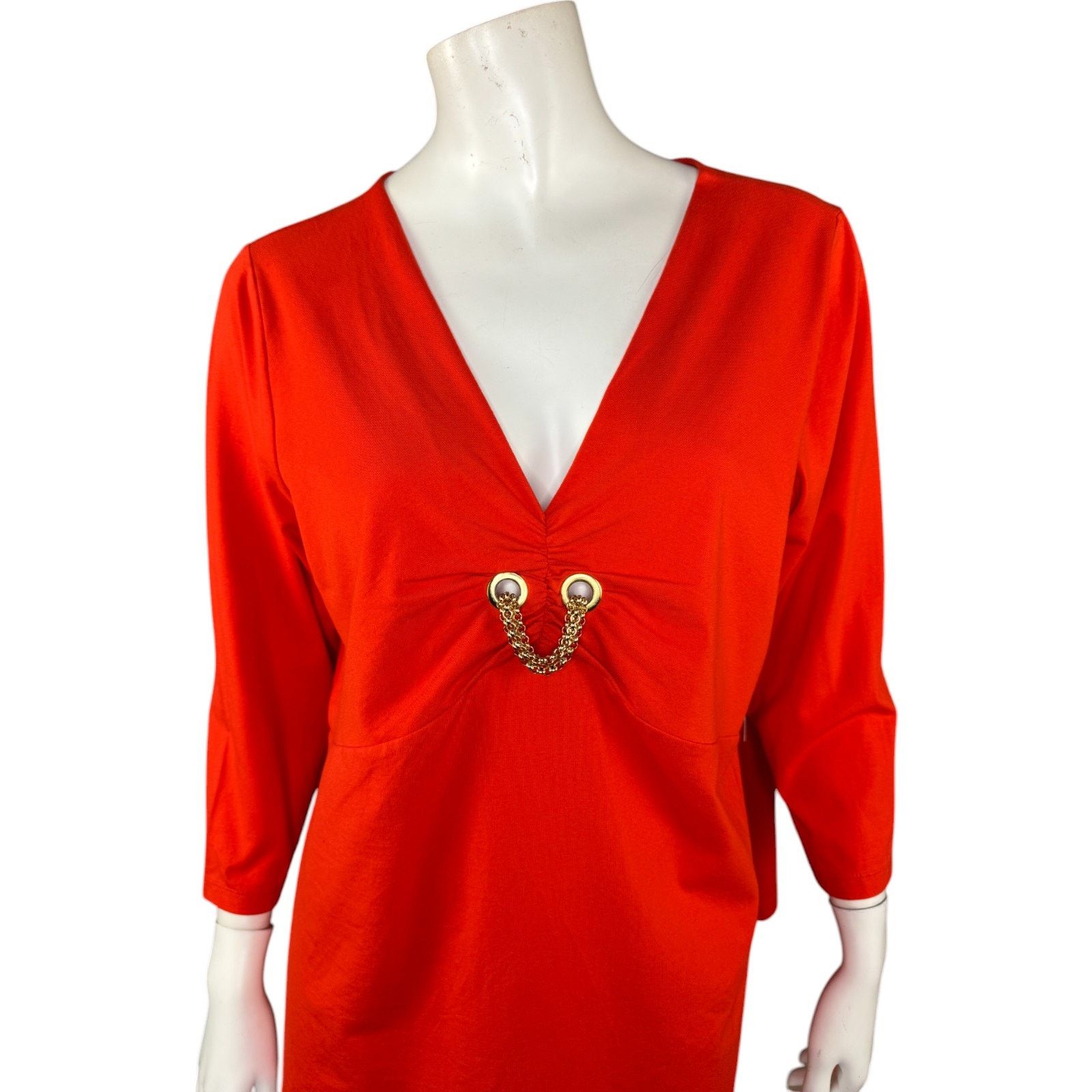 Jones New York Jones New York Orange Womens 1X Stretch 3/4 Sleeve Blouse Size XL / US 12-14 / IT 48-50 - 8 Thumbnail