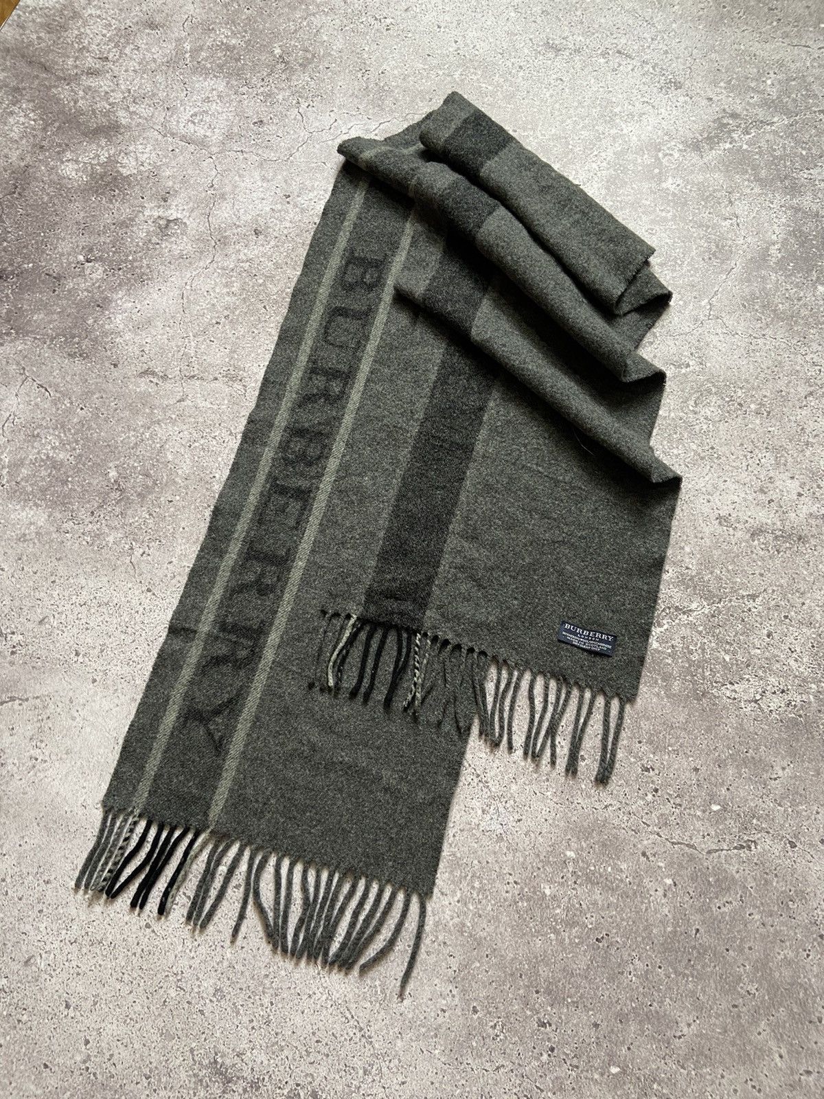 Burberry Prorsum Burberry Logo Charcoal Grey 100 Cashmere Scarf Grailed