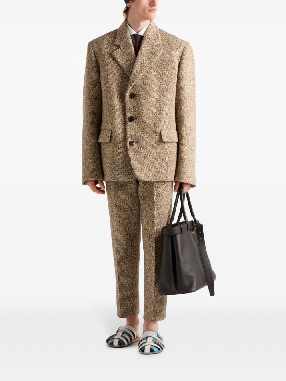 Prada o1bcso1str1025 Single-Breasted Wool Jacket in Beige Size US M / EU 48-50 / 2 - 2 Thumbnail