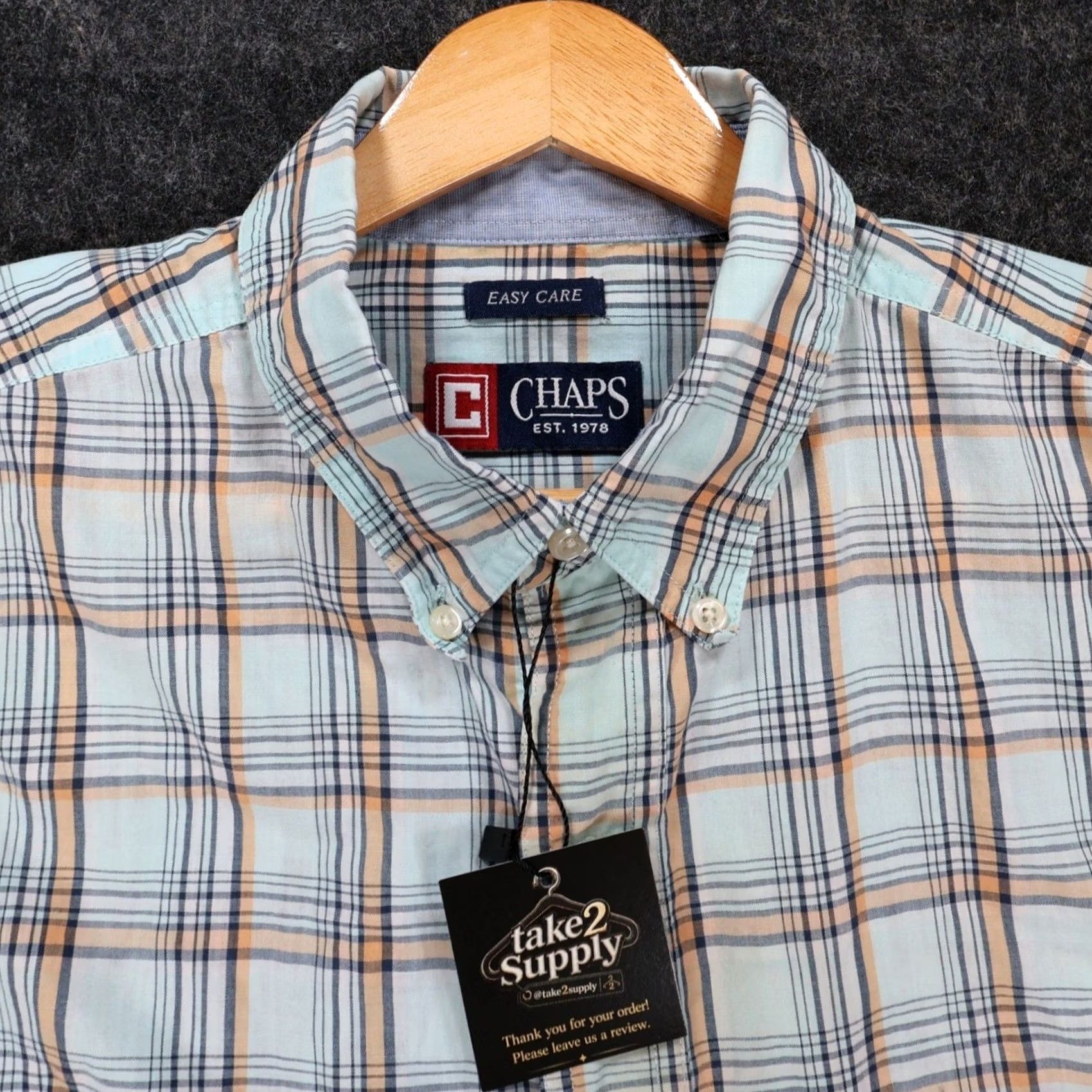 Chaps Chaps Plaid Button Down Shirt Mens M Light Blue Excellent Easy Care Short Sleeve Size US M / EU 48-50 / 2 - 3 Thumbnail
