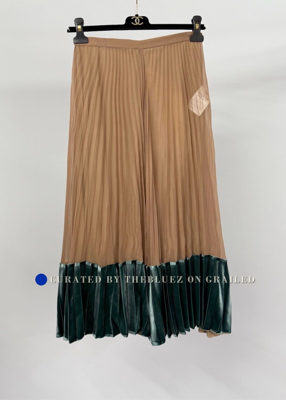 Valentino Valentino Silk Panel Midi Pleated Skirt Size 38" / US 16 / IT 52 - 1 Thumbnail