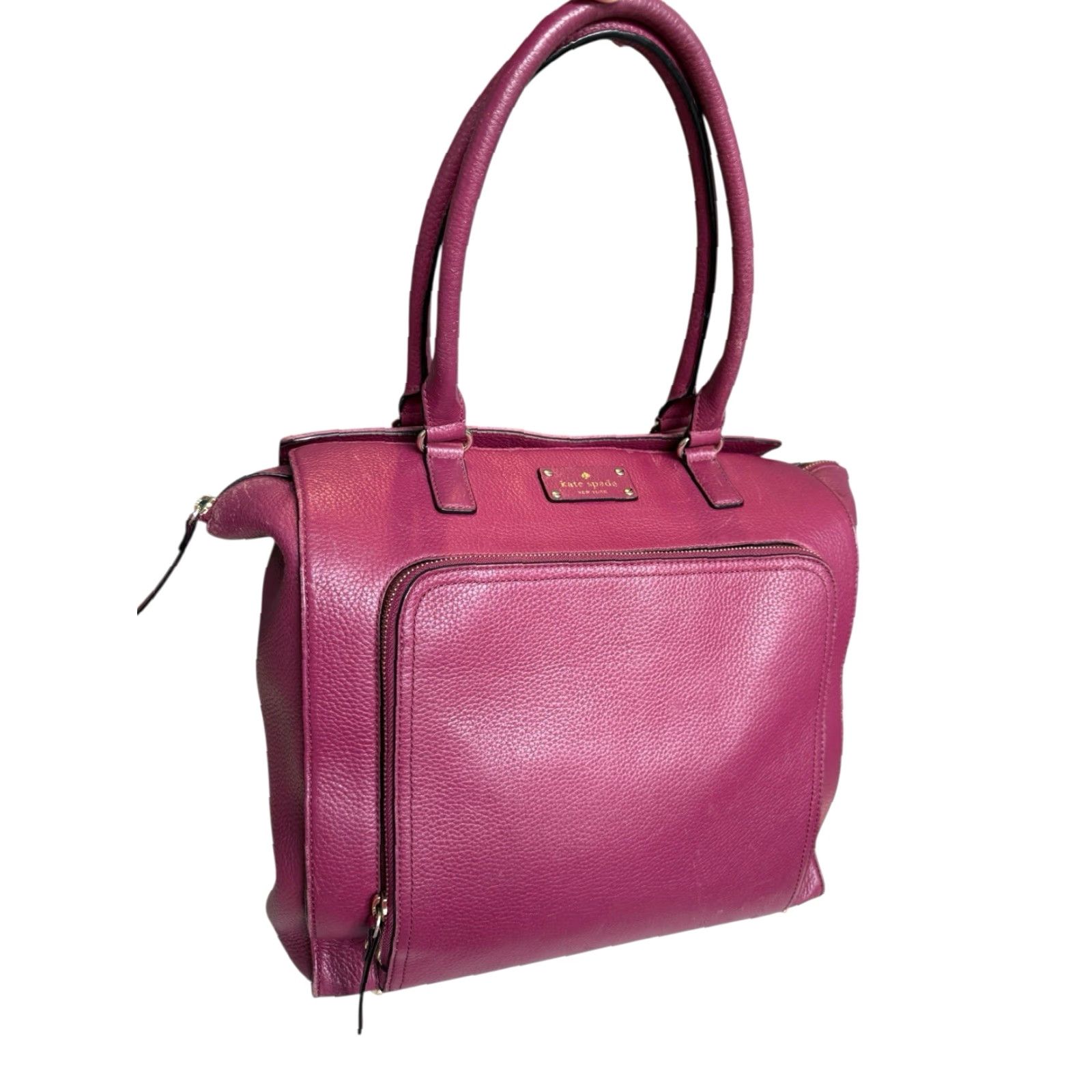 Vintage VINTAGE Kate Spade New York Baxter Street Fernrose Leather Shoulder bag Tote Plum Large Womens Size ONE SIZE - 2 Thumbnail