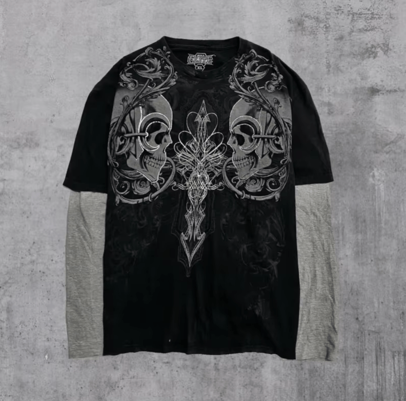 Japanese Brand Dark Skull Graphic Print Design Long Sleeve Size US S / EU 44-46 / 1 - 7 Thumbnail
